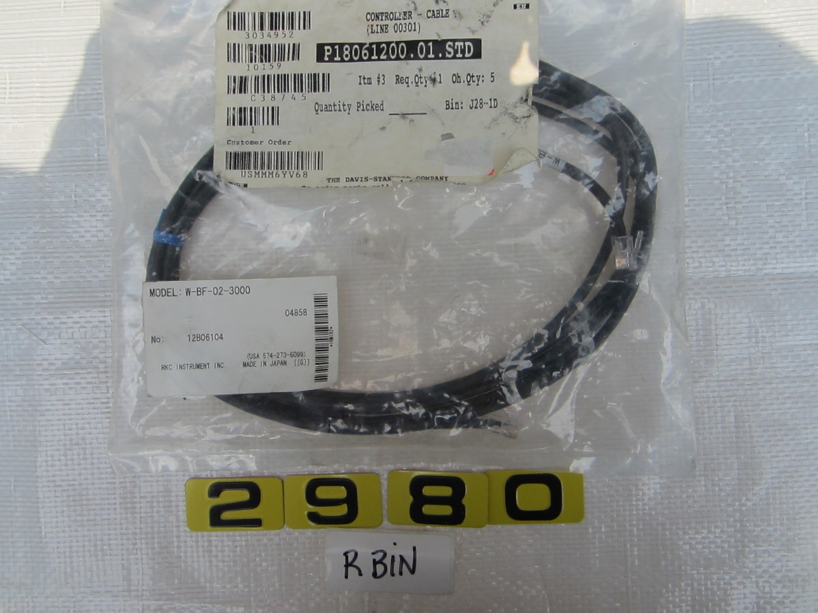 RKC INSTRUMENT W-BF-02-3000 CONTROLLER CABLE WBF023000