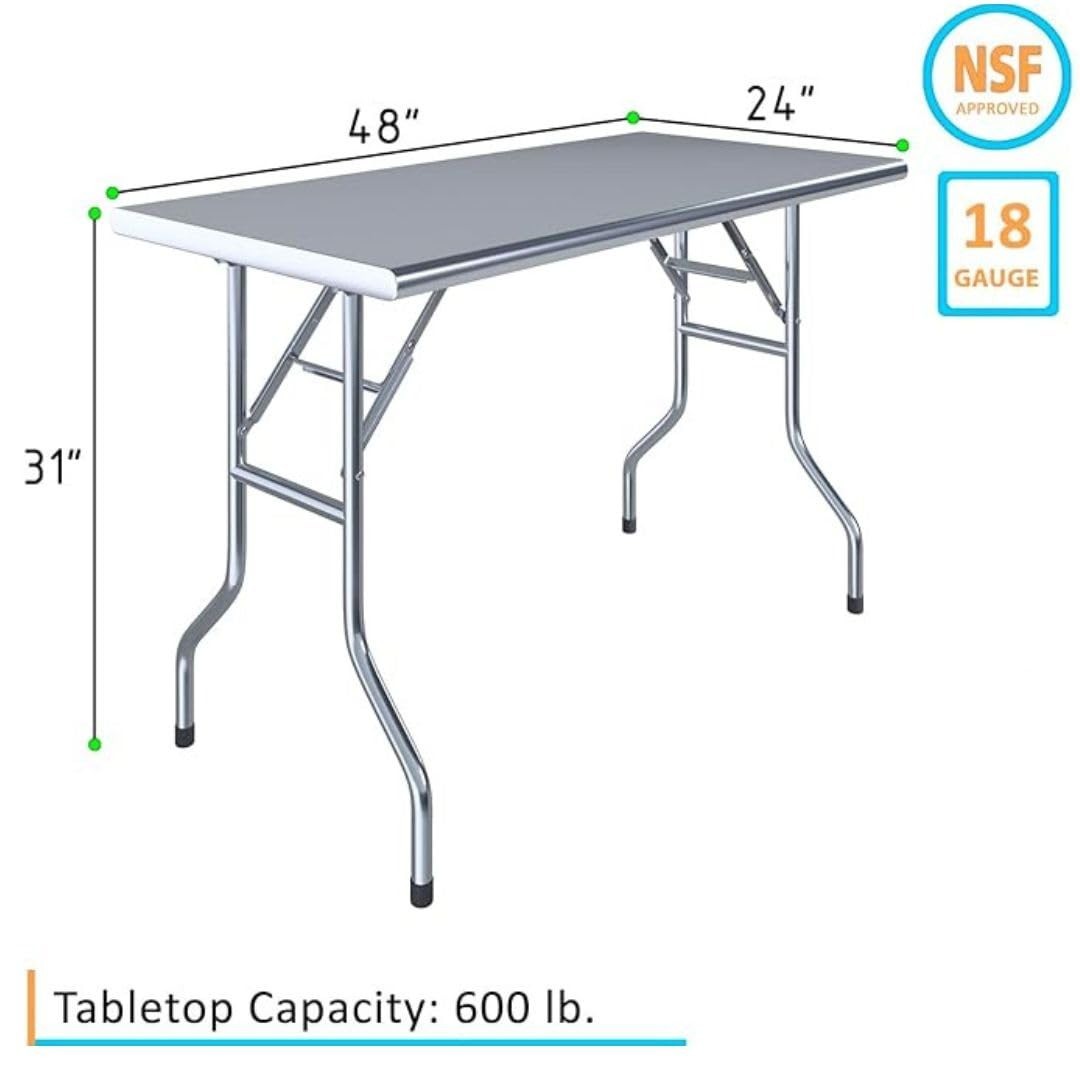 Stainless Steel Folding Work Table | Open Base Utility Table NSF