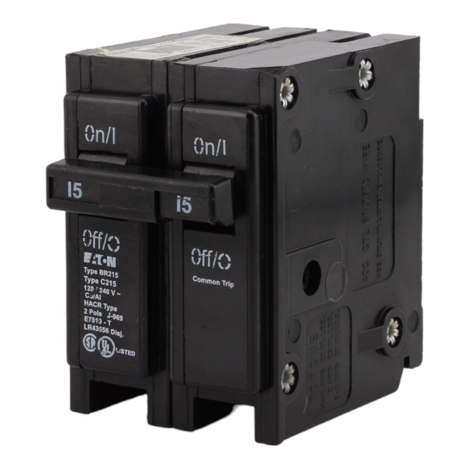NEW EATON CUTLER HAMMER BR215 2 Pole 15 Amp 120/240VAC Type BR Circuit Breaker