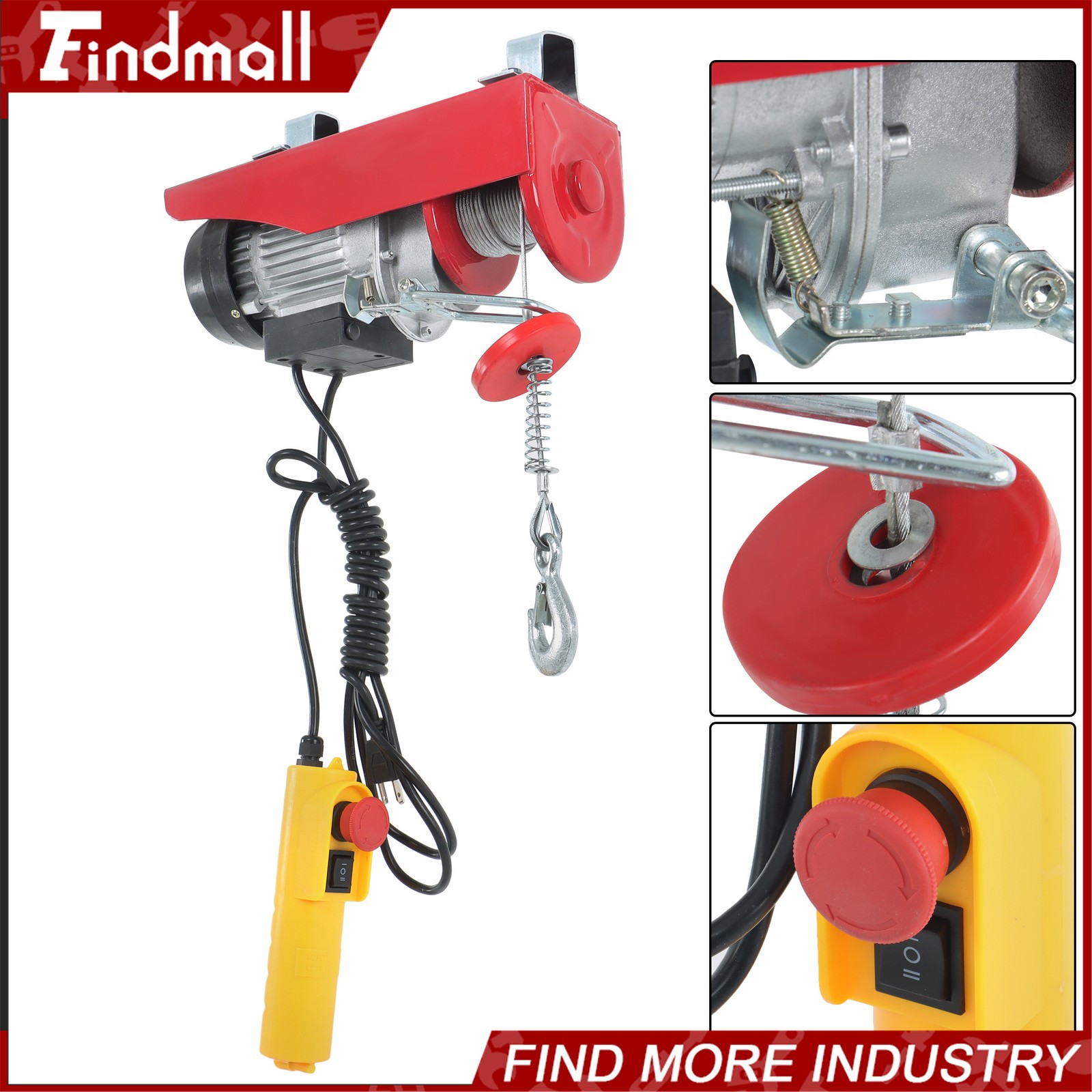 Findmall Mini Electric Hoist 110v 440lbs/200kg 6.6ft/2m Wired Remote Control