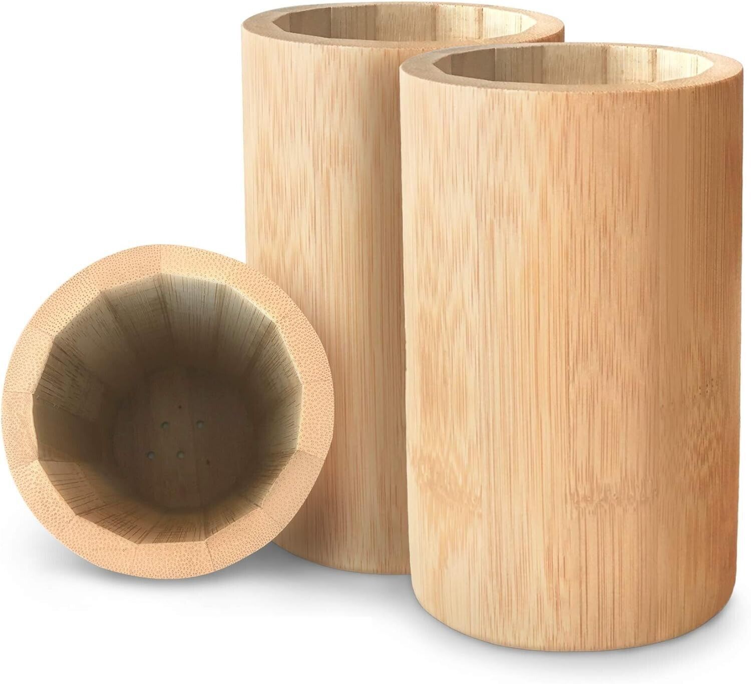 Sophie & Panda Bamboo Pen Holder Toothbrush Holder Storage Organizer- Set of 3