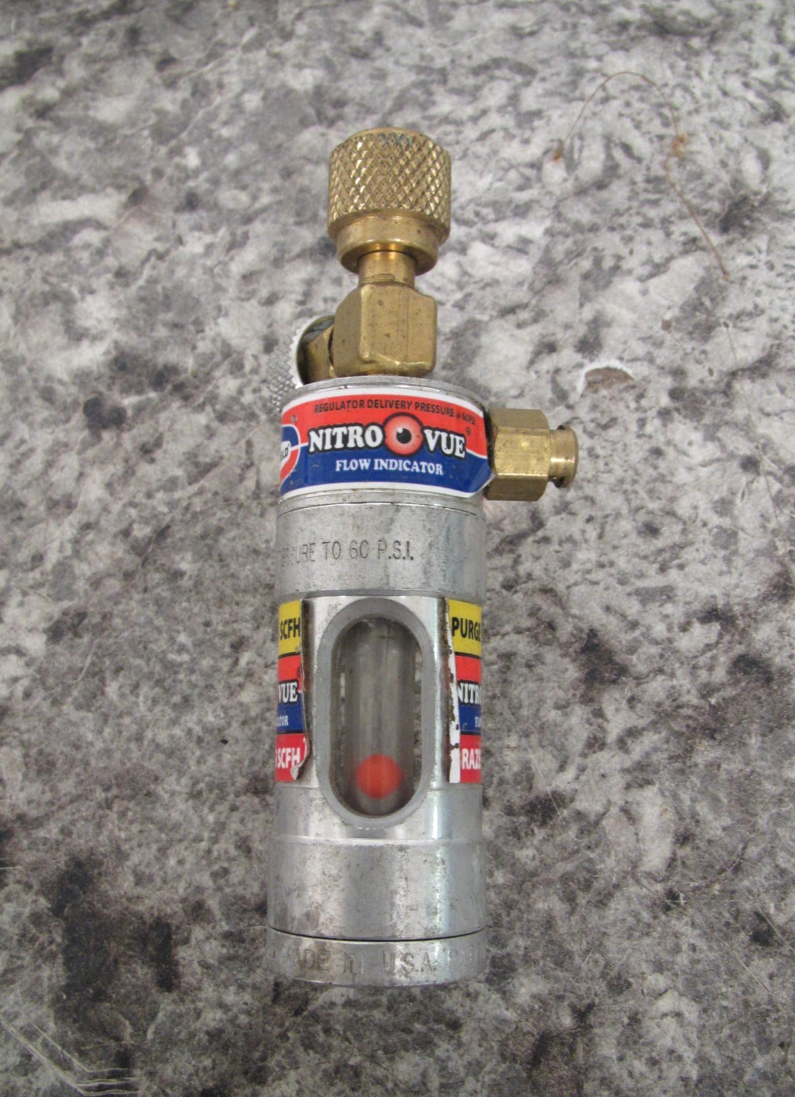 Uniweld NV1 Nitro Vue 1/4″ Flare Fittings Nitrogen Flow Indicator Free Shipping