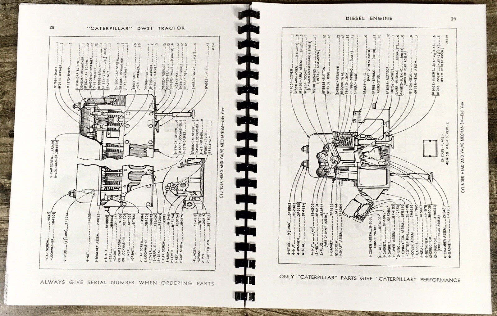 Parts Manual For Caterpillar DW21 Scraper Catalog Book 8W1061-8W1720 Inclusive