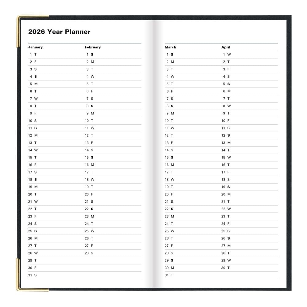 Letts of London® 2026 Classic Weekly/Monthly Planner, 6.625″ x 3.25″, Black