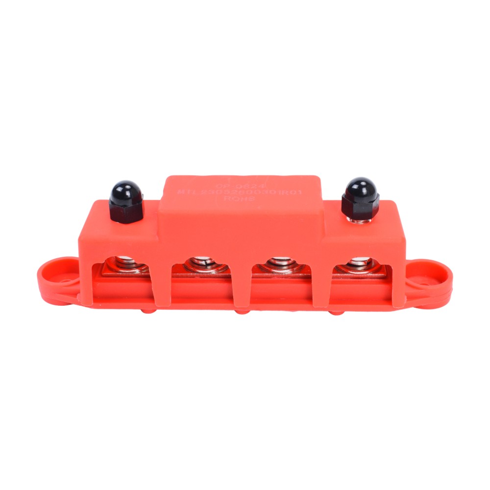 Red & Black 5/16″ 4 Stud Power and Ground Distribution Block with Cover