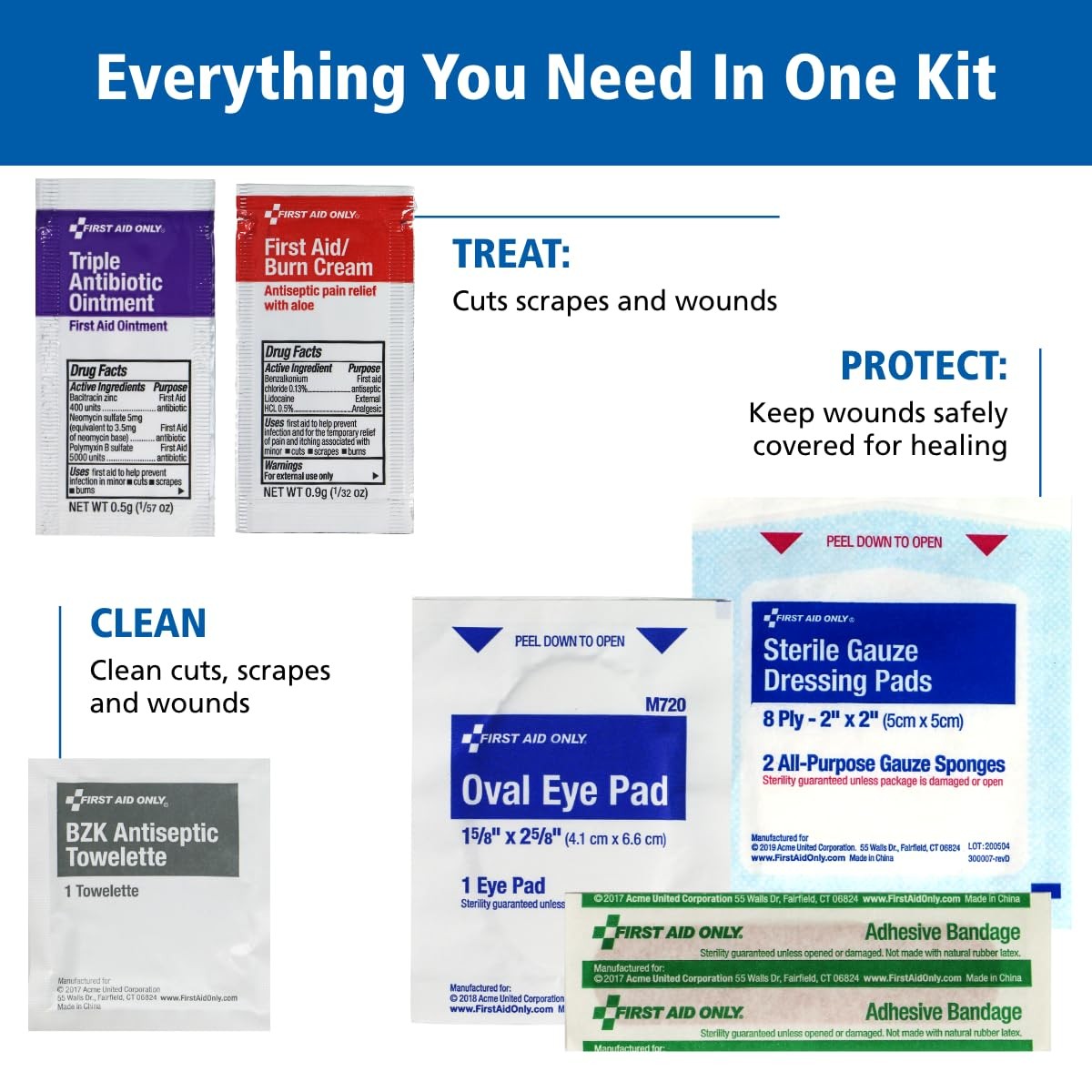 First Aid Kit, OSHA Compliant, 260 Pc for 50 People, Home/Car/Work