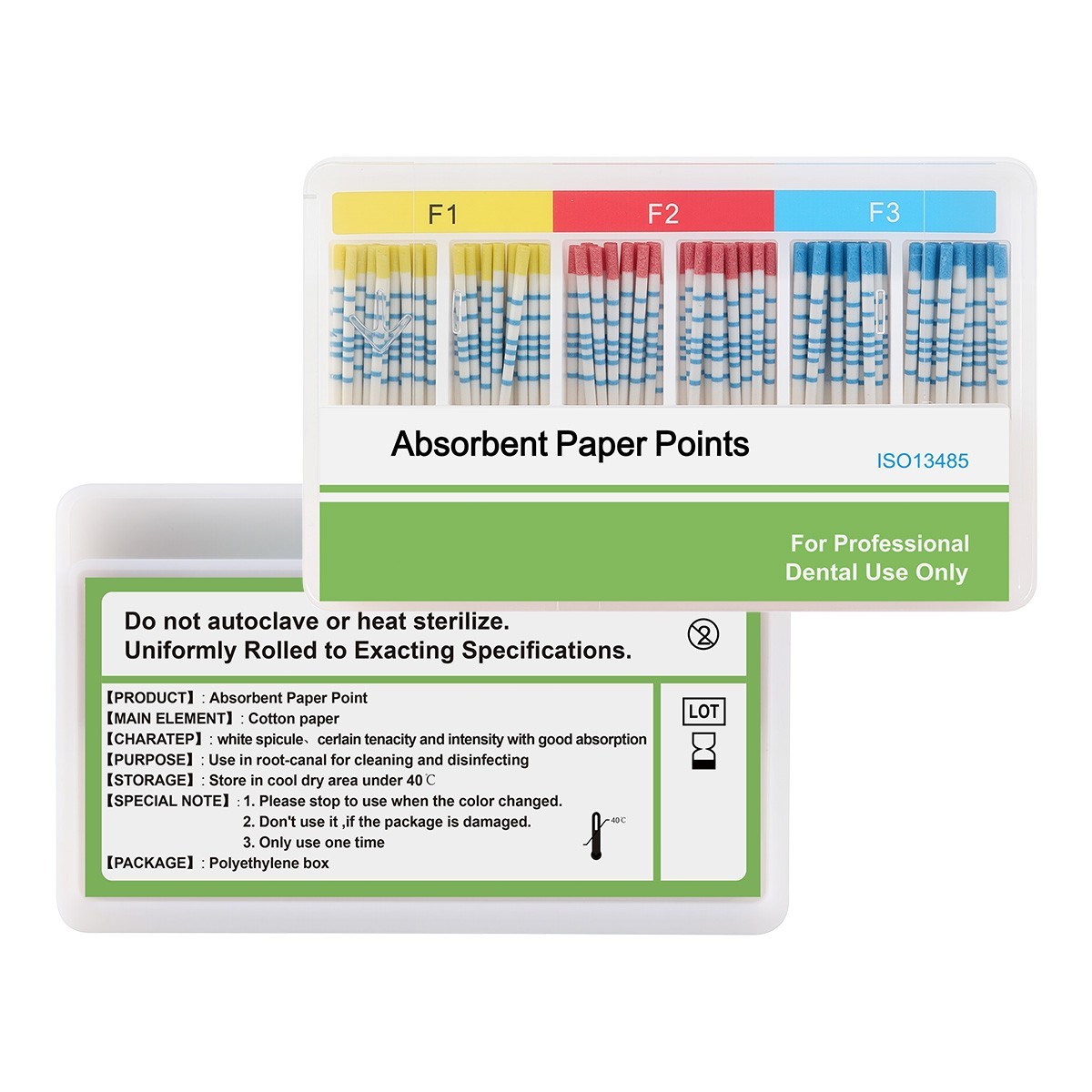 Dental Endodontic Absorbent Paper Points F1.F2.F3 with Scale Taper 100Pcs/Kit
