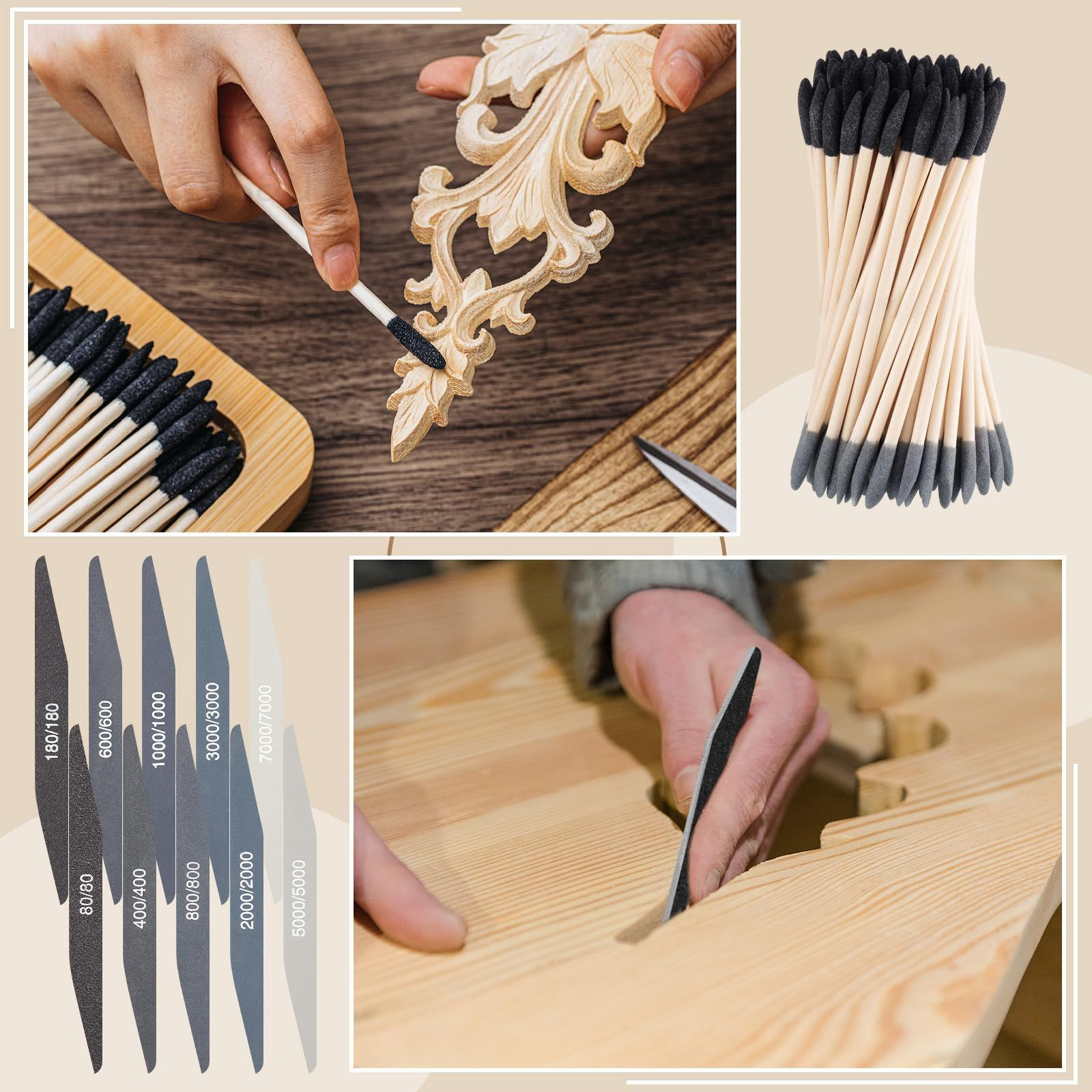 70 Pcs Sanding Sticks Set for Plastic Models Includes 30 Double-end Matchsticks