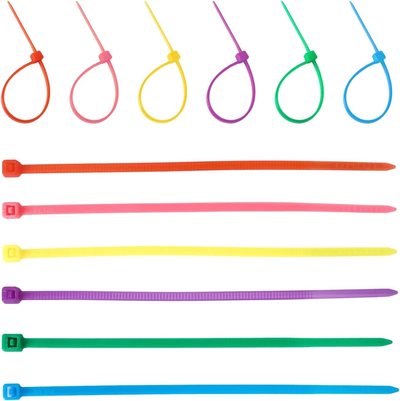 400/600Pc (100 per Color) Small Colored Zip Ties 4 Inch Multi-Color Zip Wire Tie