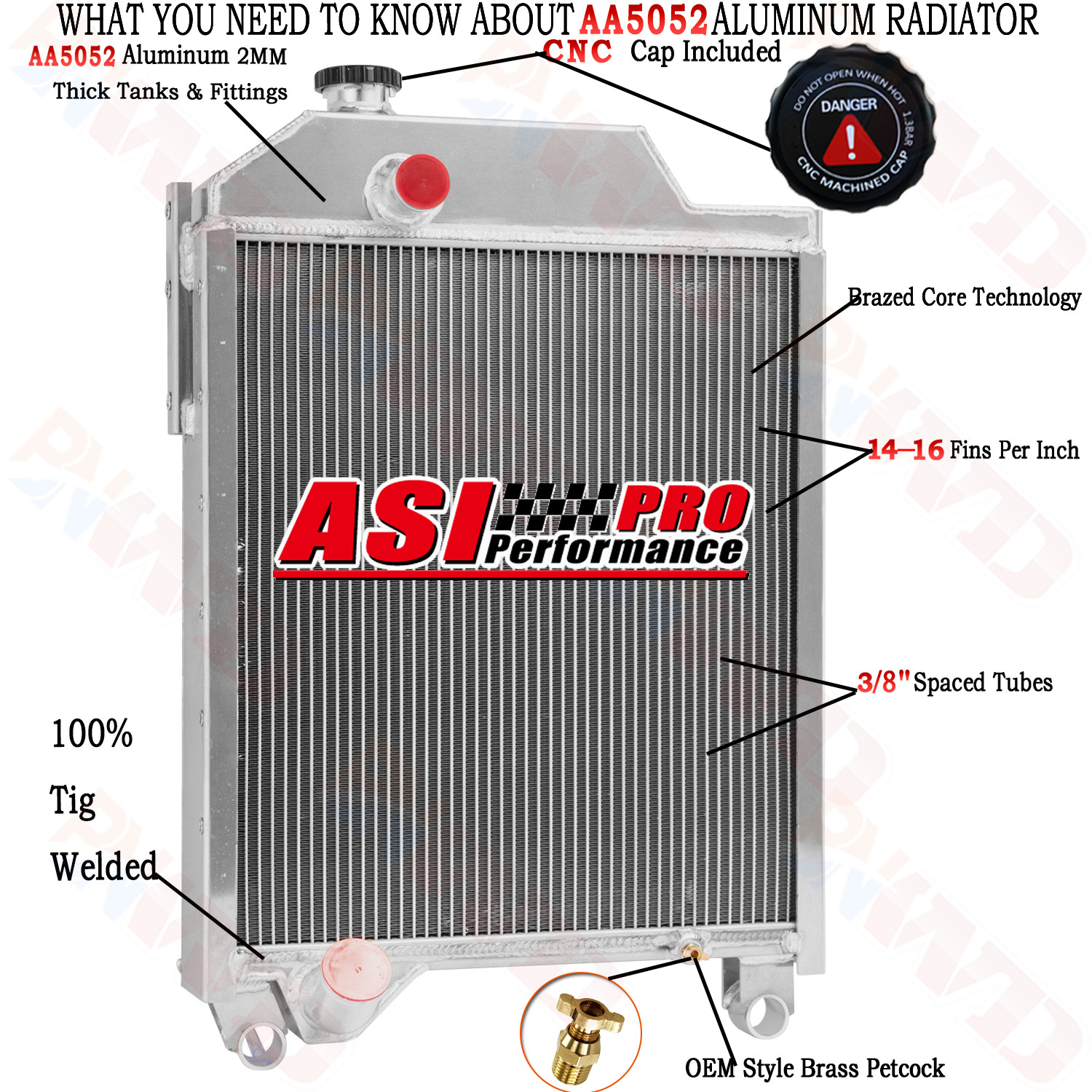 ASI 3Row Tractor Radiator for John Deere 1640 1840 1641 2040 2141 2350 2550 2750
