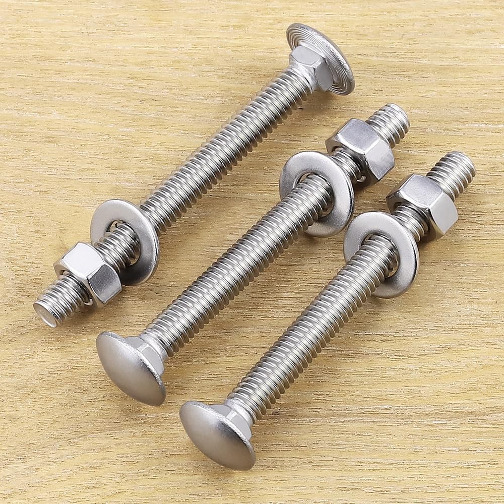 4 Sets 1/213×31/2 Inch Carriage Bolt Kit 304 Stainless Steel Hex Nut