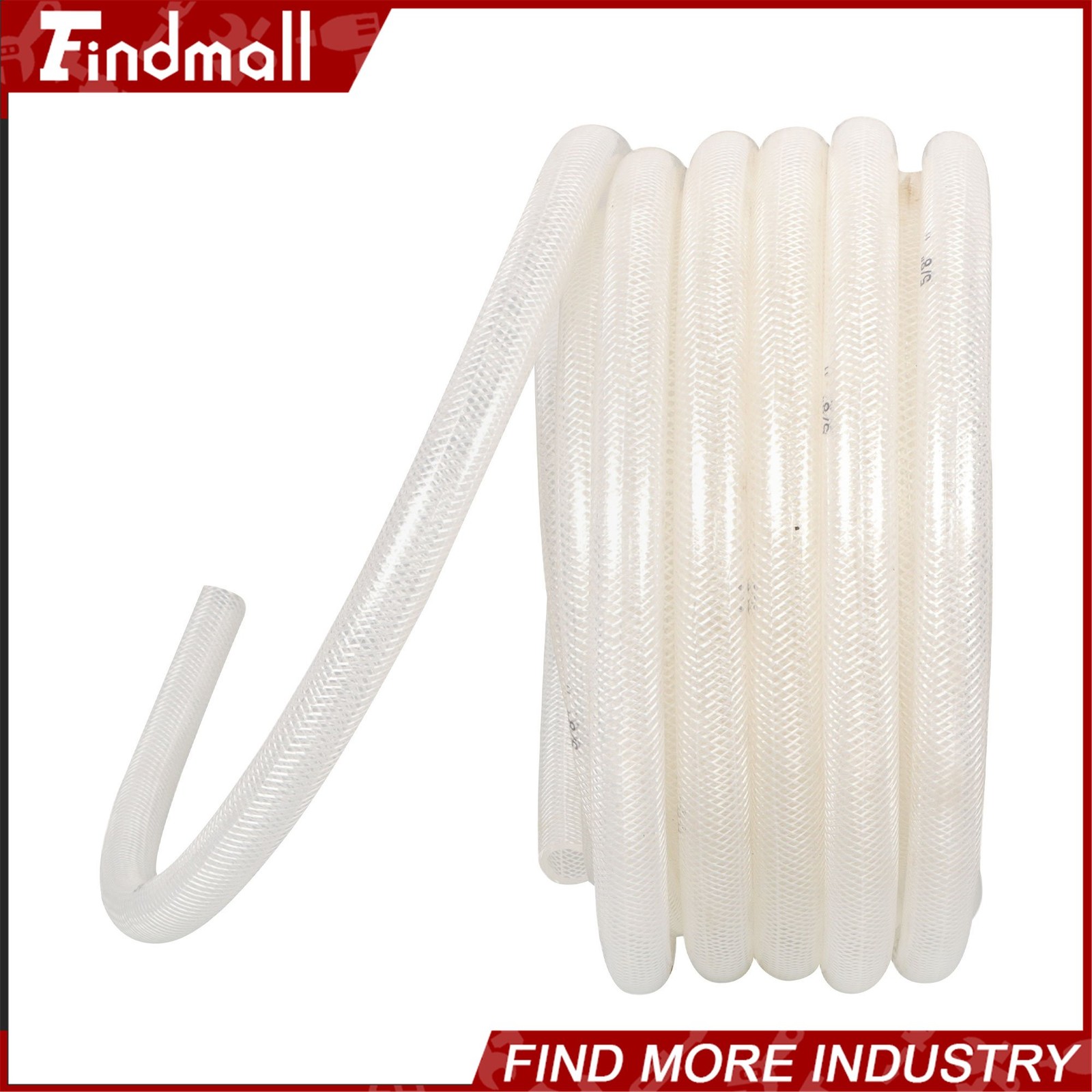 Findmall 50ft 5/8’’ ID × 7/8’’ OD Clear Braided PVC Hose High Pressure