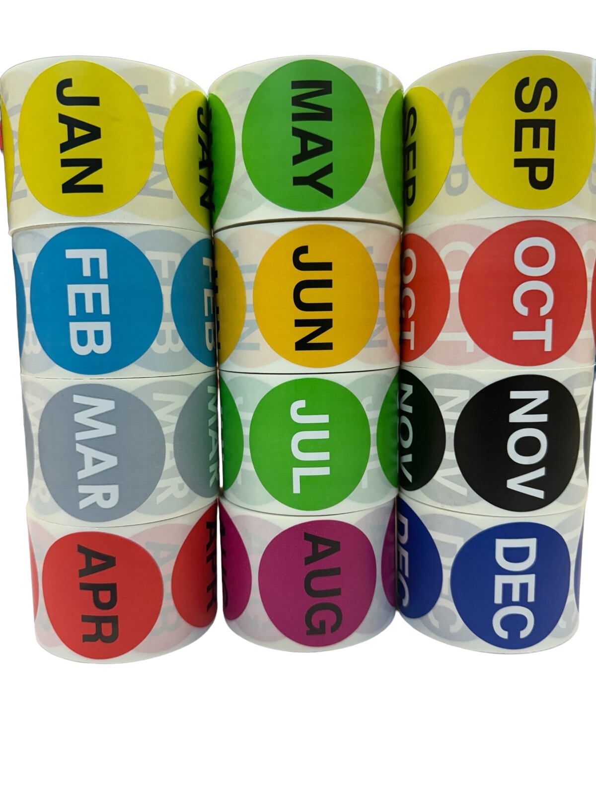 All 12 Months of the Year Inventory 2″ Labels | 12 Rolls 500/Roll (6000 Total)
