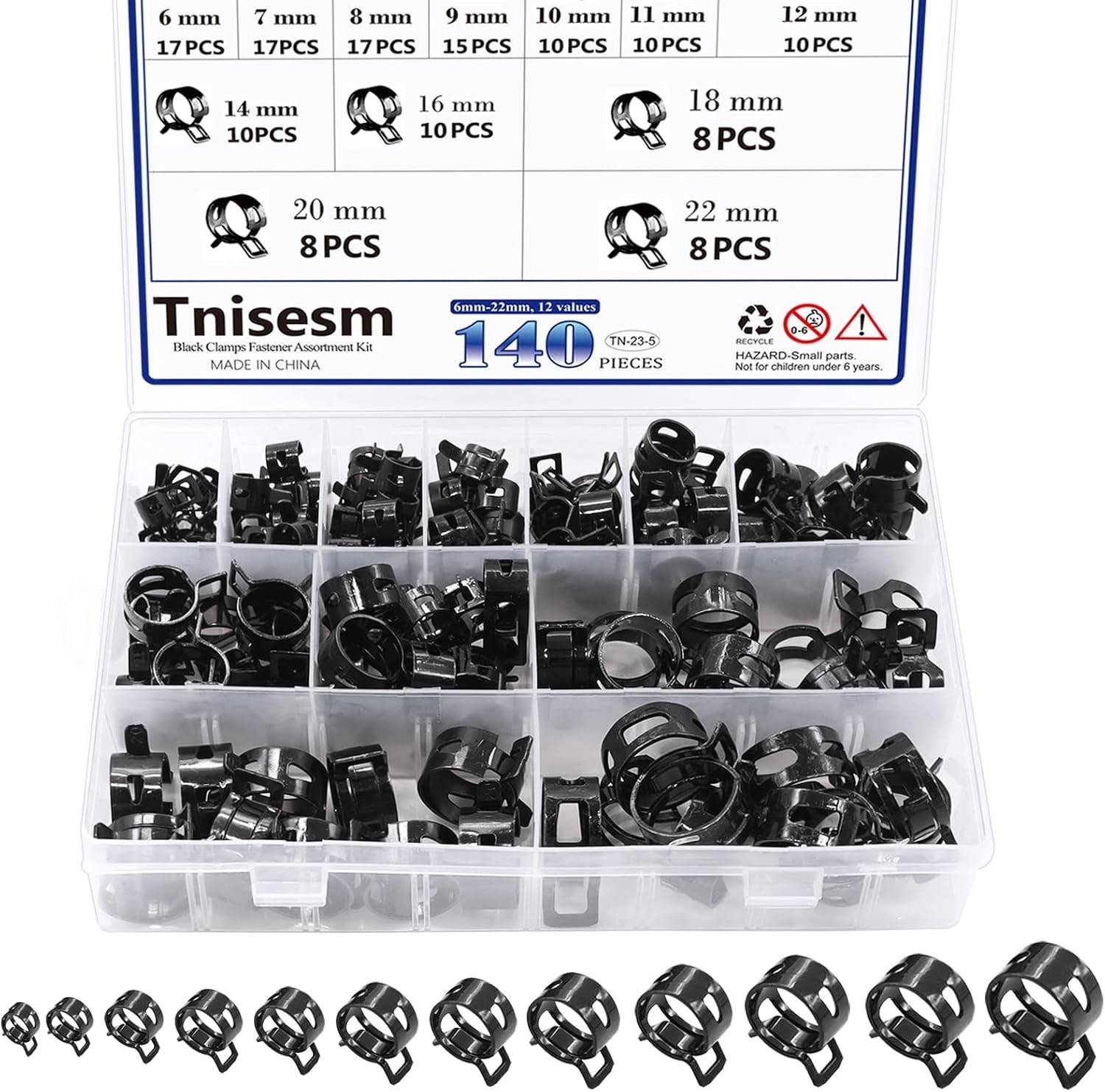 140 Spring Hose Clamps 6-22Mm Silicone Vacuum Hose Action Low Pressure Air Clip