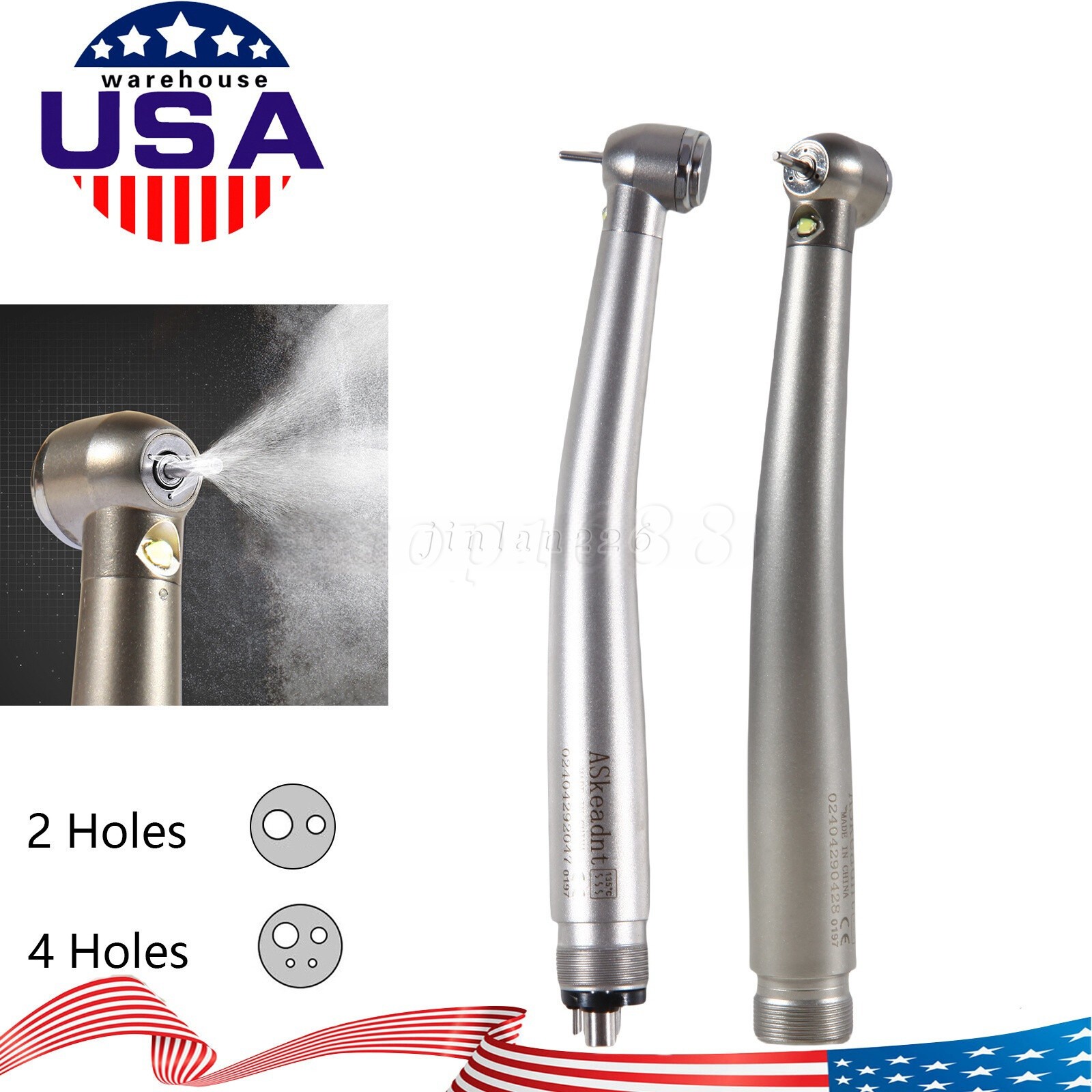 PANA MAX Pieza Mano Dental de Alta Velocidad Turbina Aire Pulsador 2/4H w/ LED