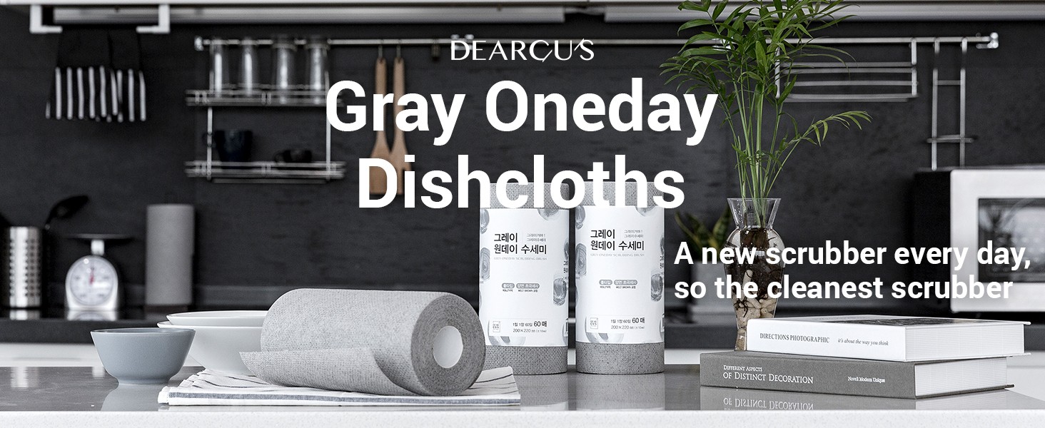 Gray One Day Scrubber – No Odor Dishcloths for Washing Utensils, Cookware, &