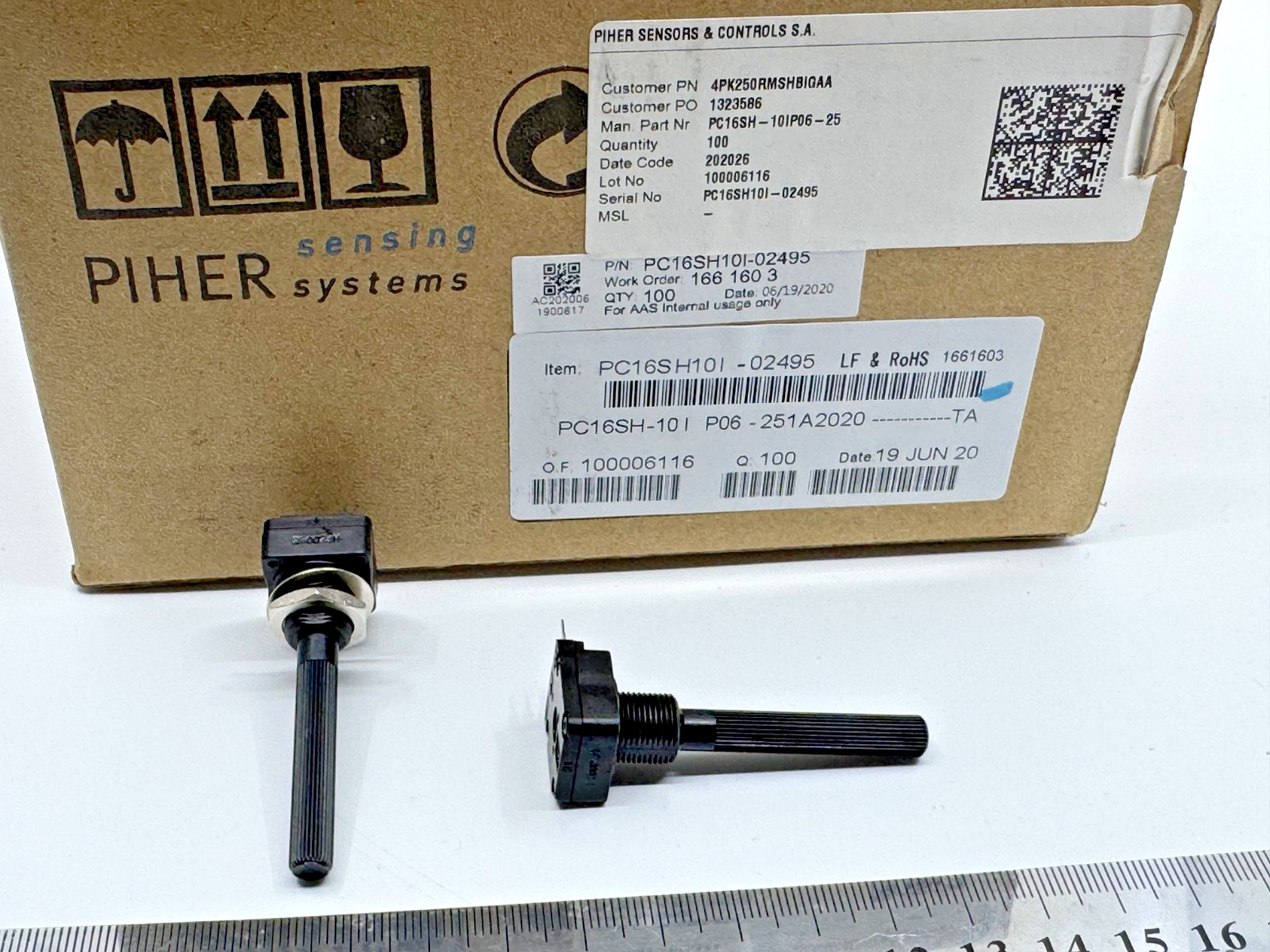 3 Pcs PC16SH-10IP06-251A 2020 PIHER Potentiometer 250 Ω 1 Turn PCB 20% Linear