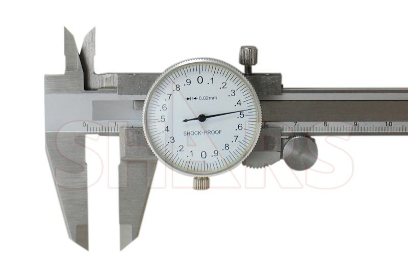 SHOCK PROOF 150/.02MM METRIC DIAL CALIPER STAINLESS 4 WAY + INSPECTION REPORT P}