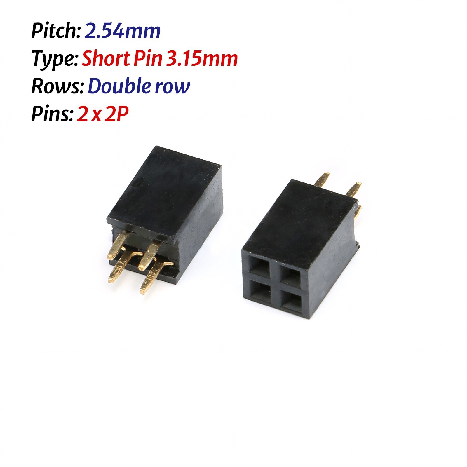 2.54mm 0.1″ PCB Header Vertical Female Socket Connector, Single / Double Row Pin