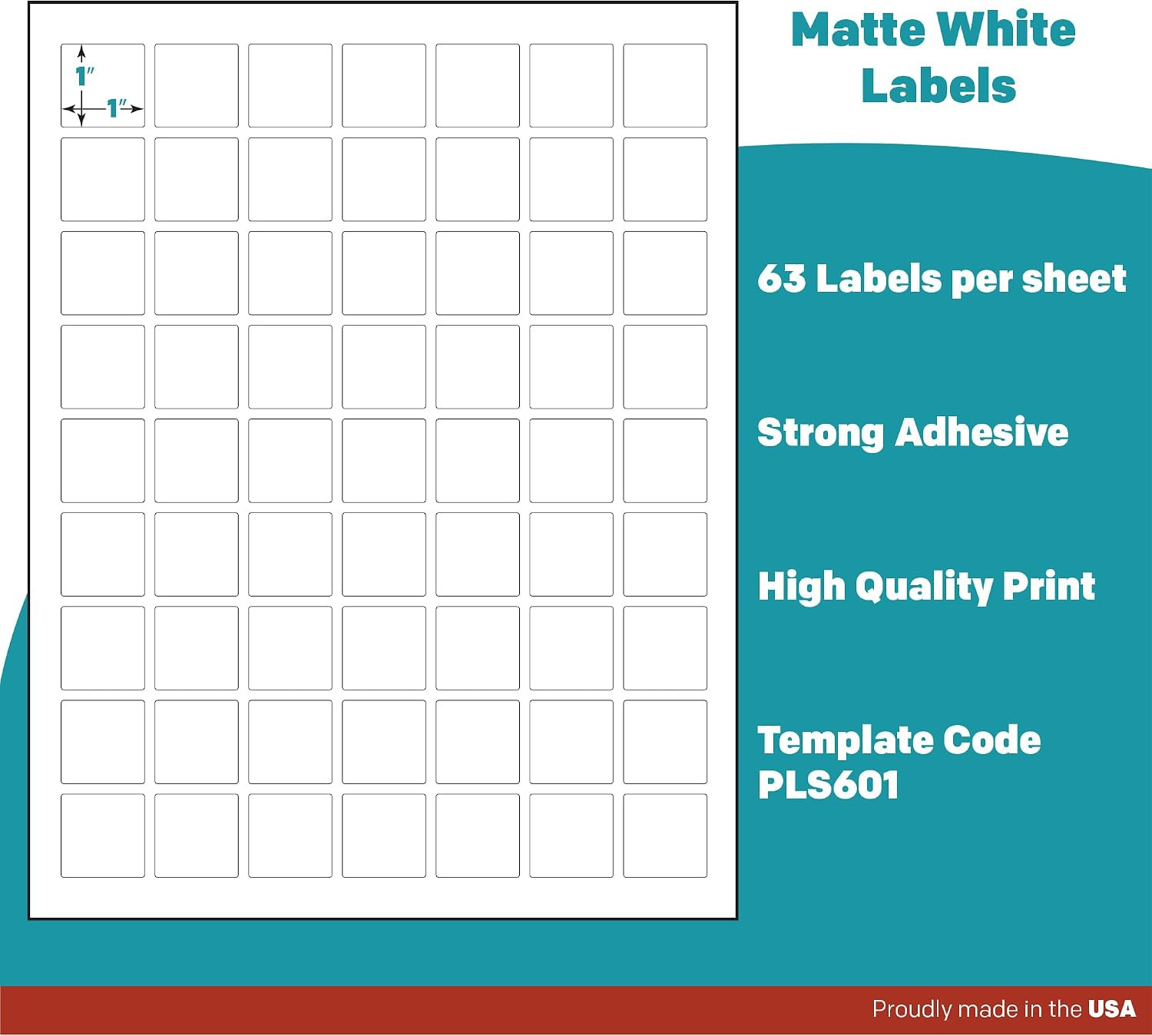 Premium Label Supply White Sticker Square Labels – 1″ x 1″ – Laser/Inkjet Compat