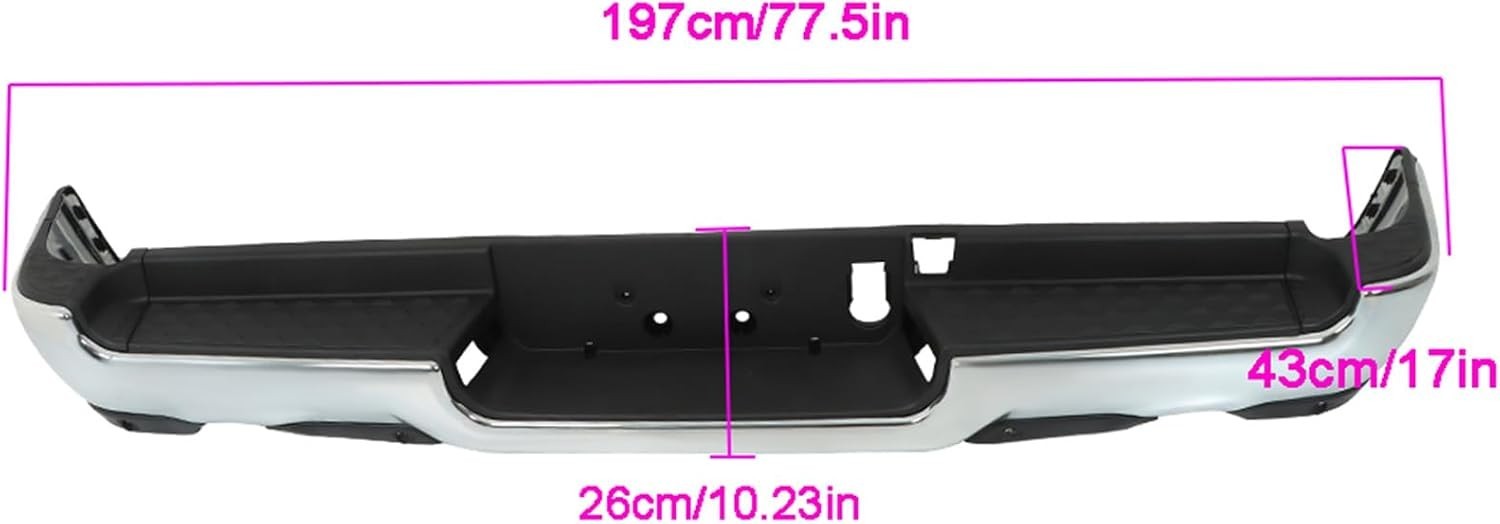 Chrome Rear Bumper for Ram 1500 2019-2022 CH1103147 w/ Park Assist Holes