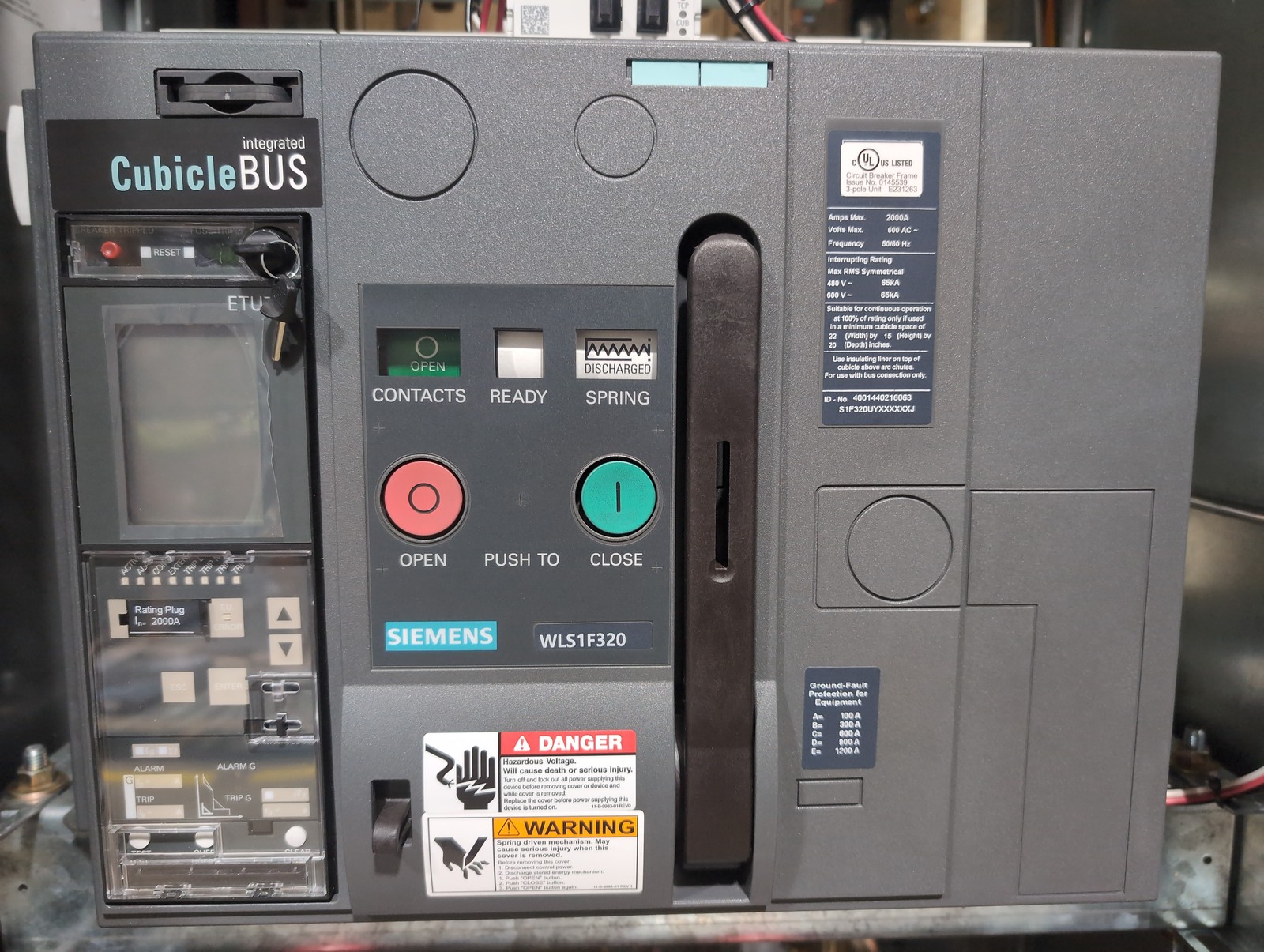Siemens FCII Switchboard 2000A 480/277V 3PH 4W 3R Encl WLS1F320 LSIG Trip ETU776