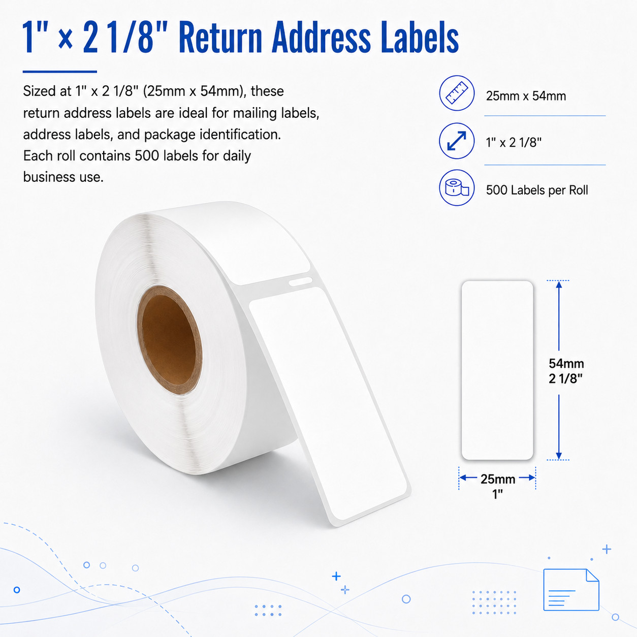 Multipurpose Labels Compatible For Dymo Labelwriter 30336 500/Roll 1” X 2 1/8”