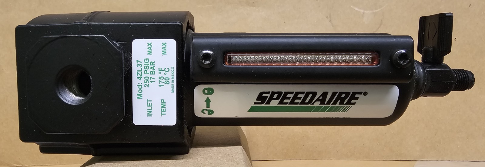 SPEEDAIRE 4ZL37 AIR LINE FILTER 1/4″ INLET 250 PSIG (NO BOX)