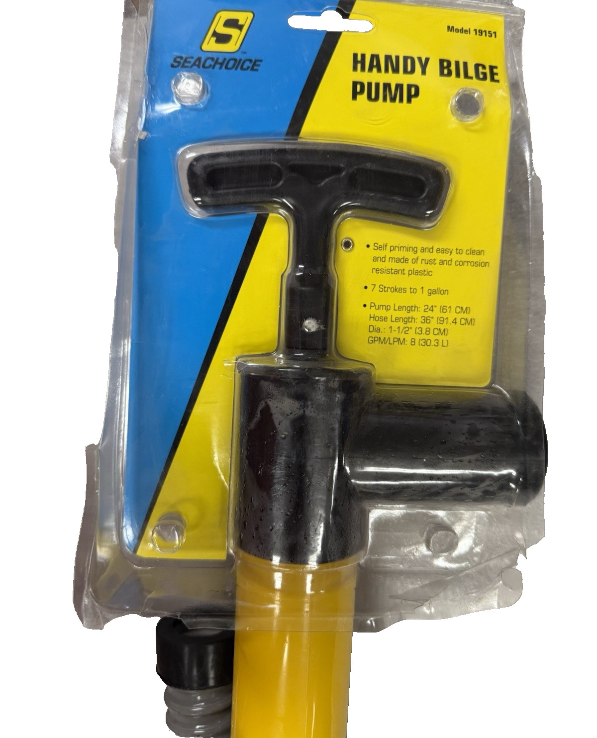 Seachoice 19151 Safety Yellow Finish 8 GPM Marine Hand-Operated Bilge Pump