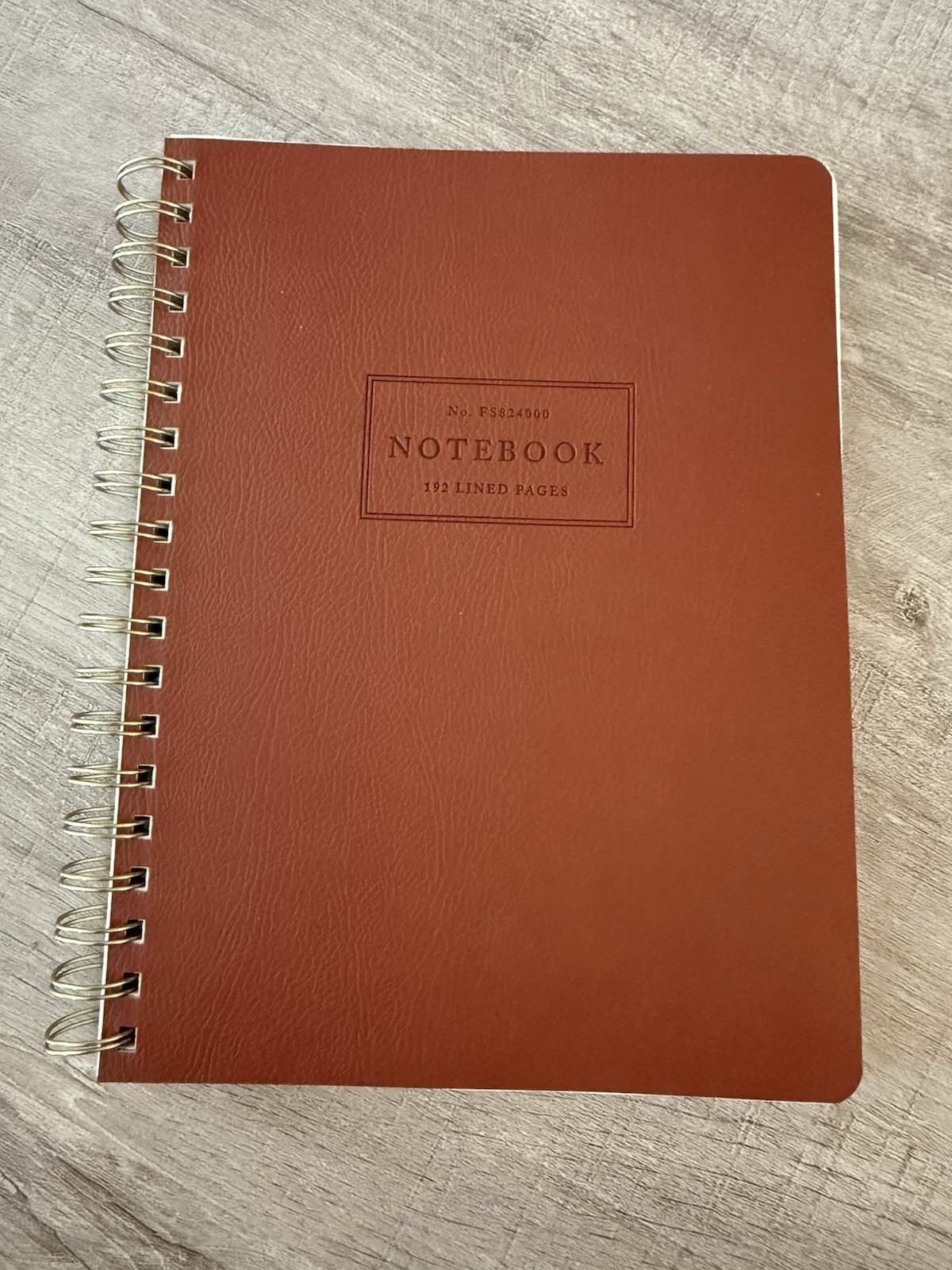 Fringe Studio Notebook Journal Faux Leather Cognac Spiral 192 lined pages