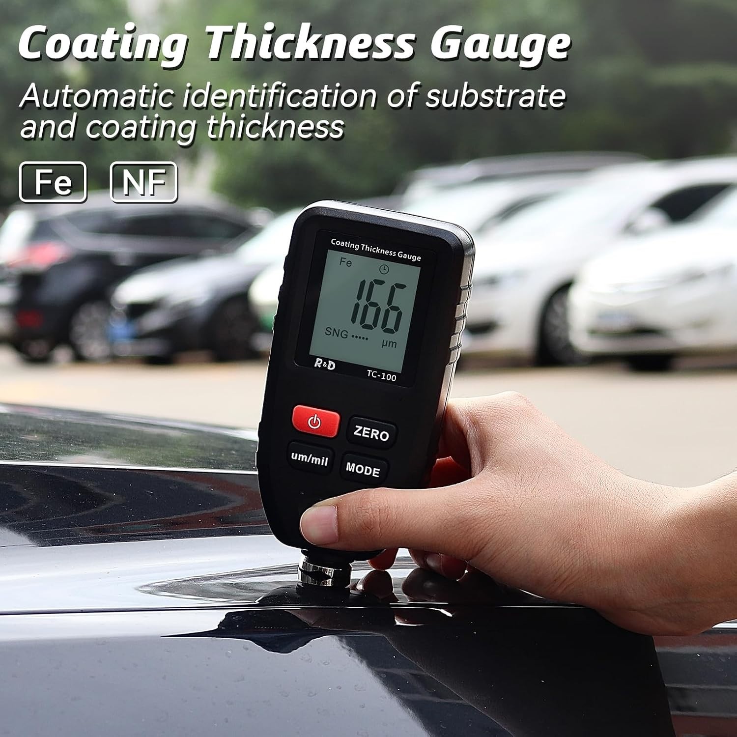 Portable Paint Thickness Meter for Used Cars with User Manual and Accessories