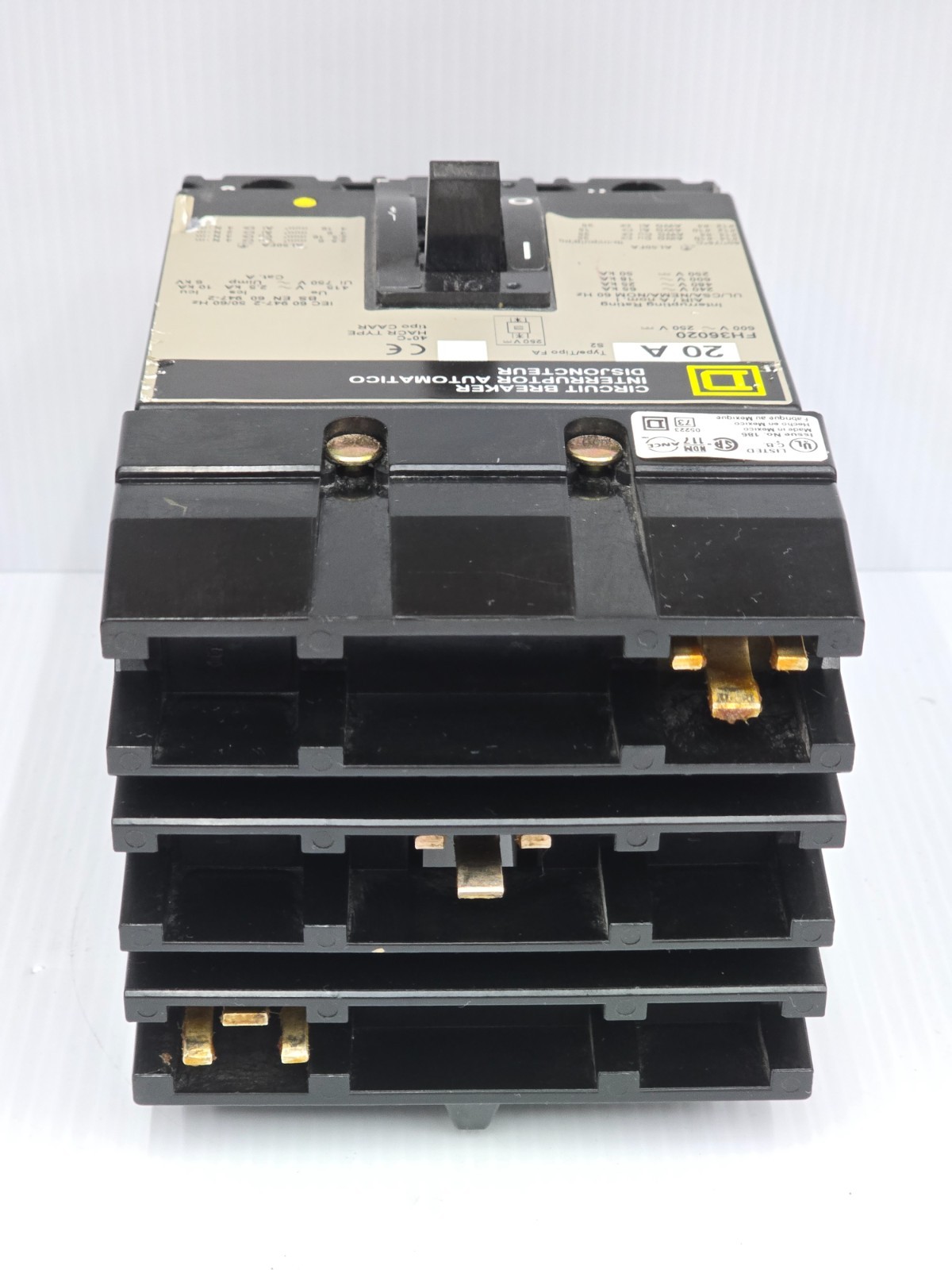 Square D 20 Amp I-Line Circuit Breaker 600 VAC 3 Pole 65 kA FH36020