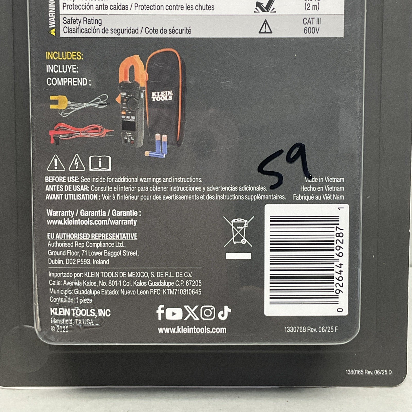 New Klein Tools CL390 AC/DC Digital Clamp Meter TRMS Auto-Ranging 400 Amp