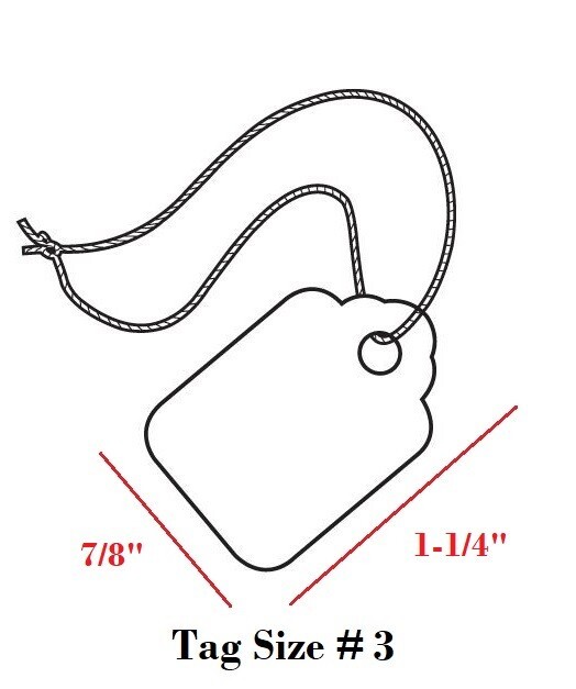 1000 Blank White Merchandise Price Tags with Strings Size #3 Retail Strung Label