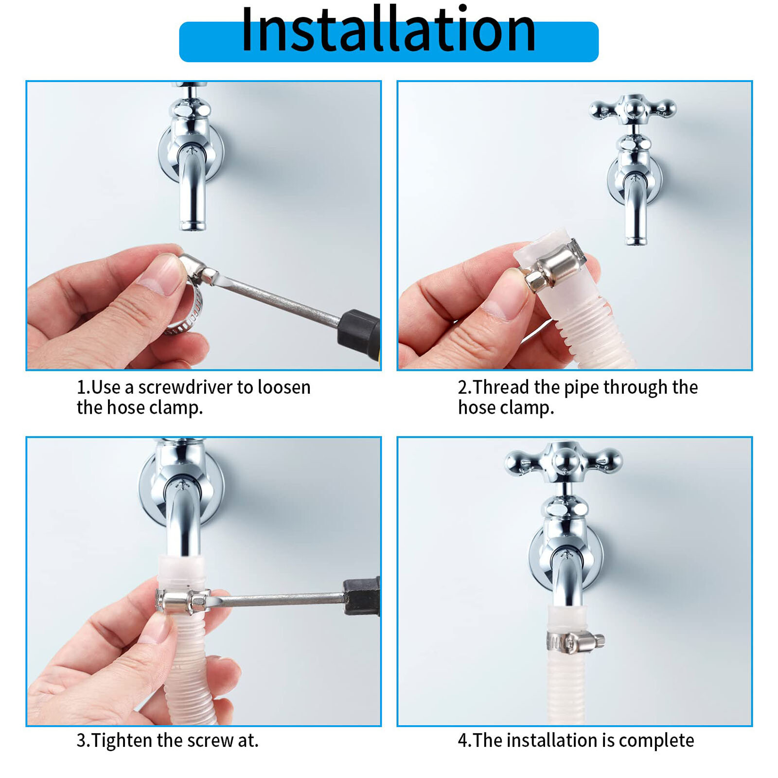 Stainless Steel Hose Clips 304ss Pipe Clamps Worm Drive Size 8mm-550mm Optional