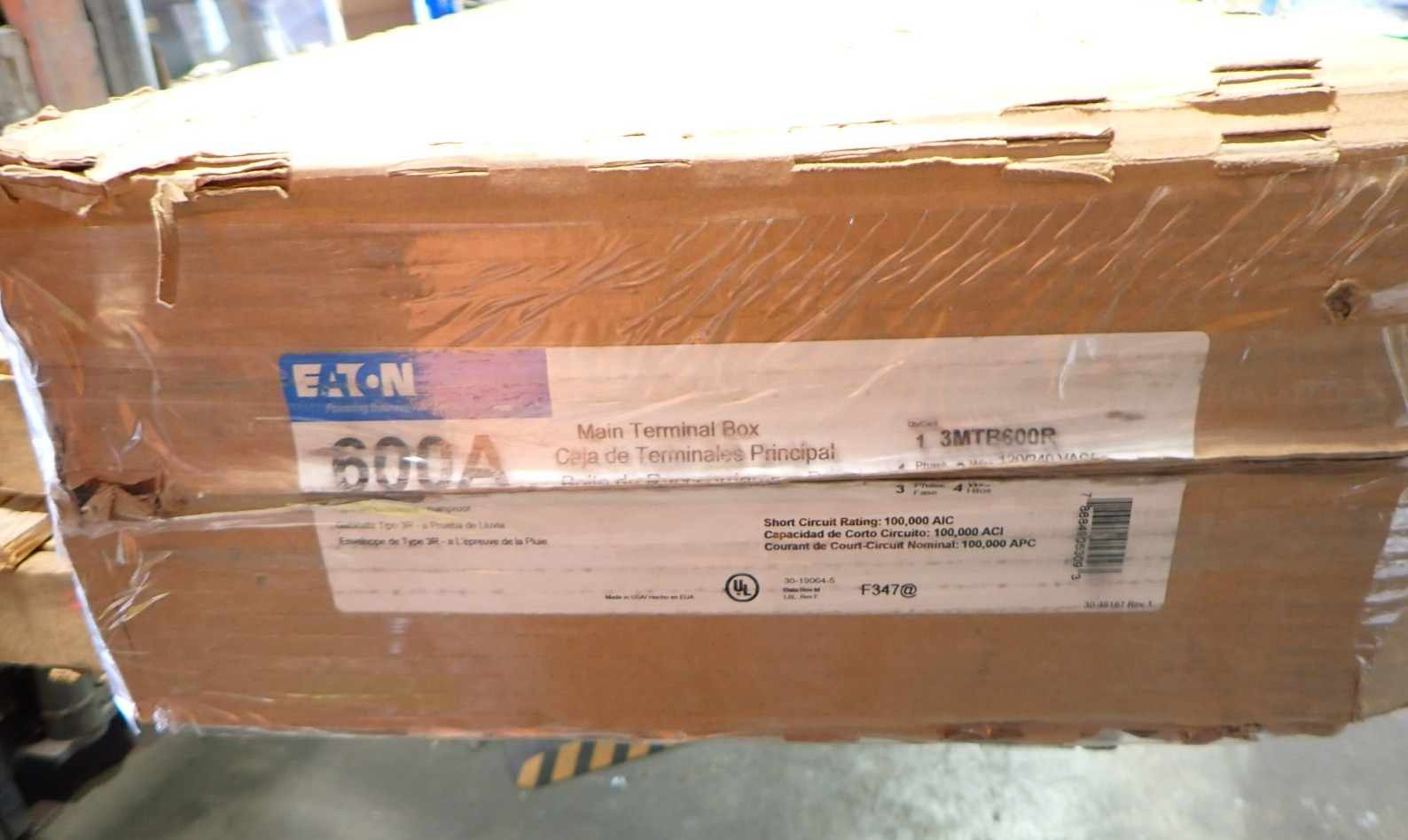 New EATON 3MTB600R 600 amp 120/240 volt Meter Main Terminal Box 3 Phase 4W