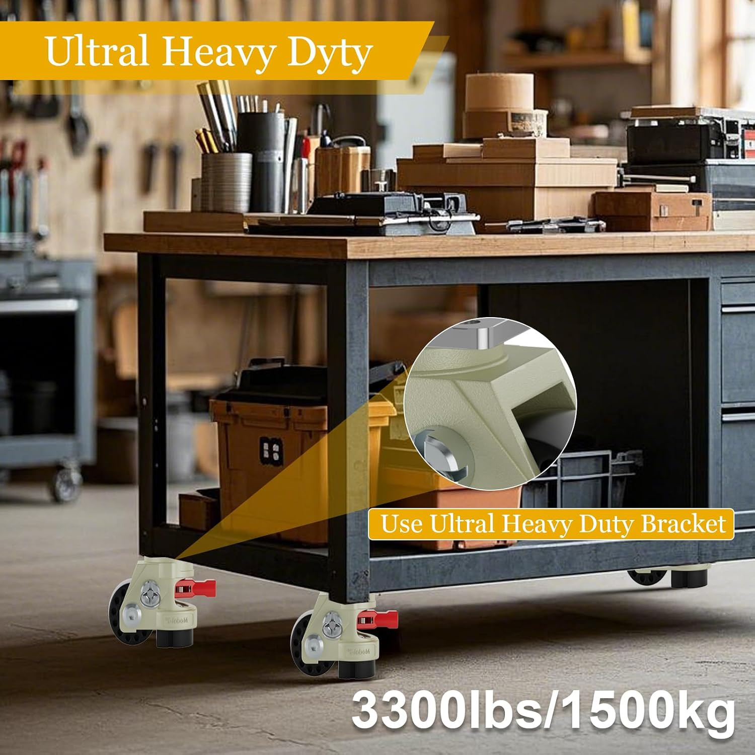 Leveling Casters Wheel Heavy Duty 3300LBS Load Capacity Caster Set of 4