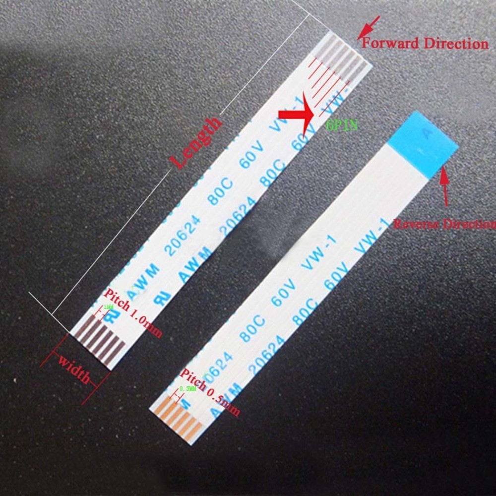 Pitch 0.5mm 8-Pin FFC/FPC Flexible Flat Cable AWM 20624 80C 60V VW-1 50mm-3000mm