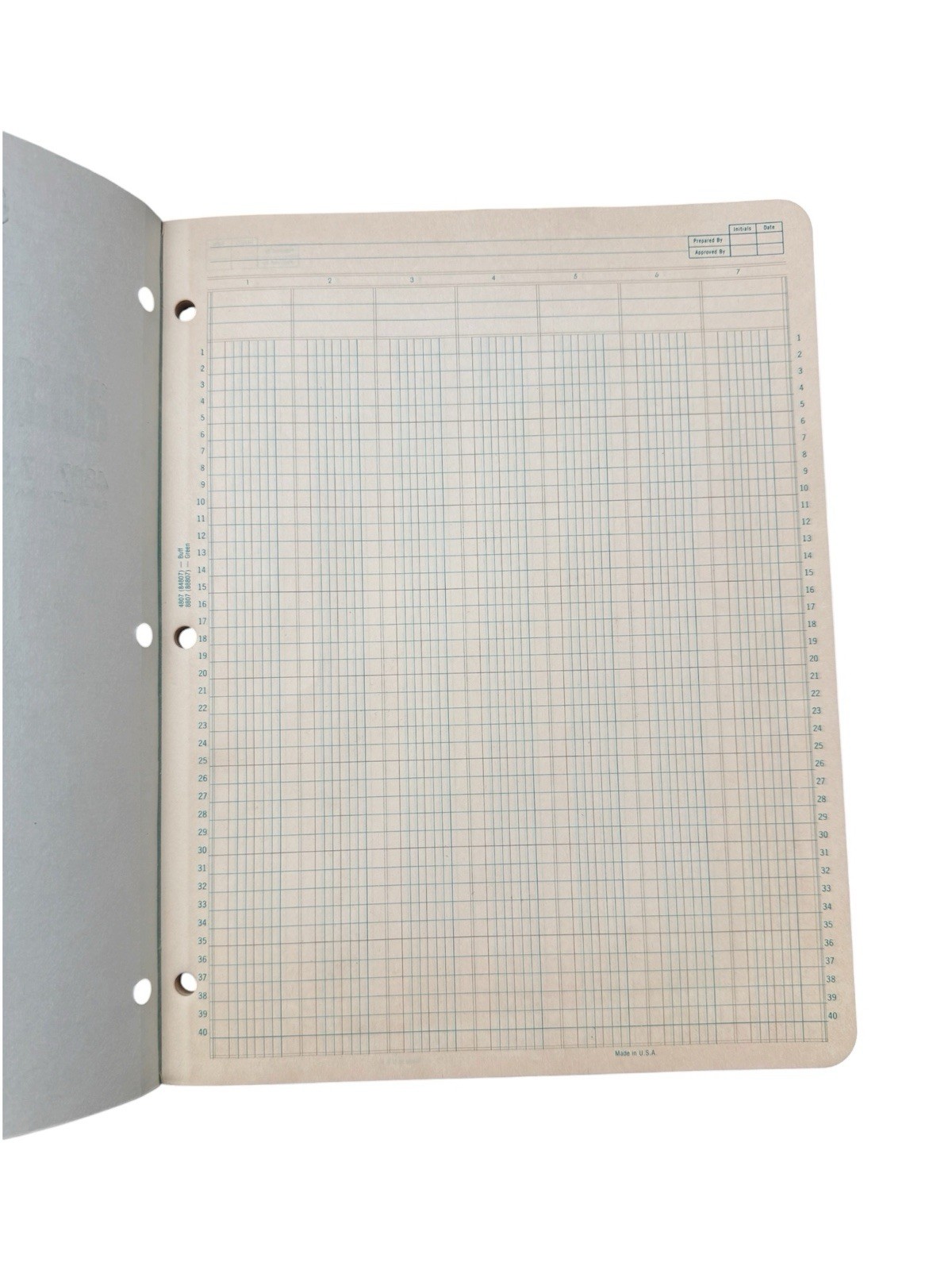 Boorum & Pease Accountants Work Columnar Pad 11×8.5 in #4807, 7 Columns Green