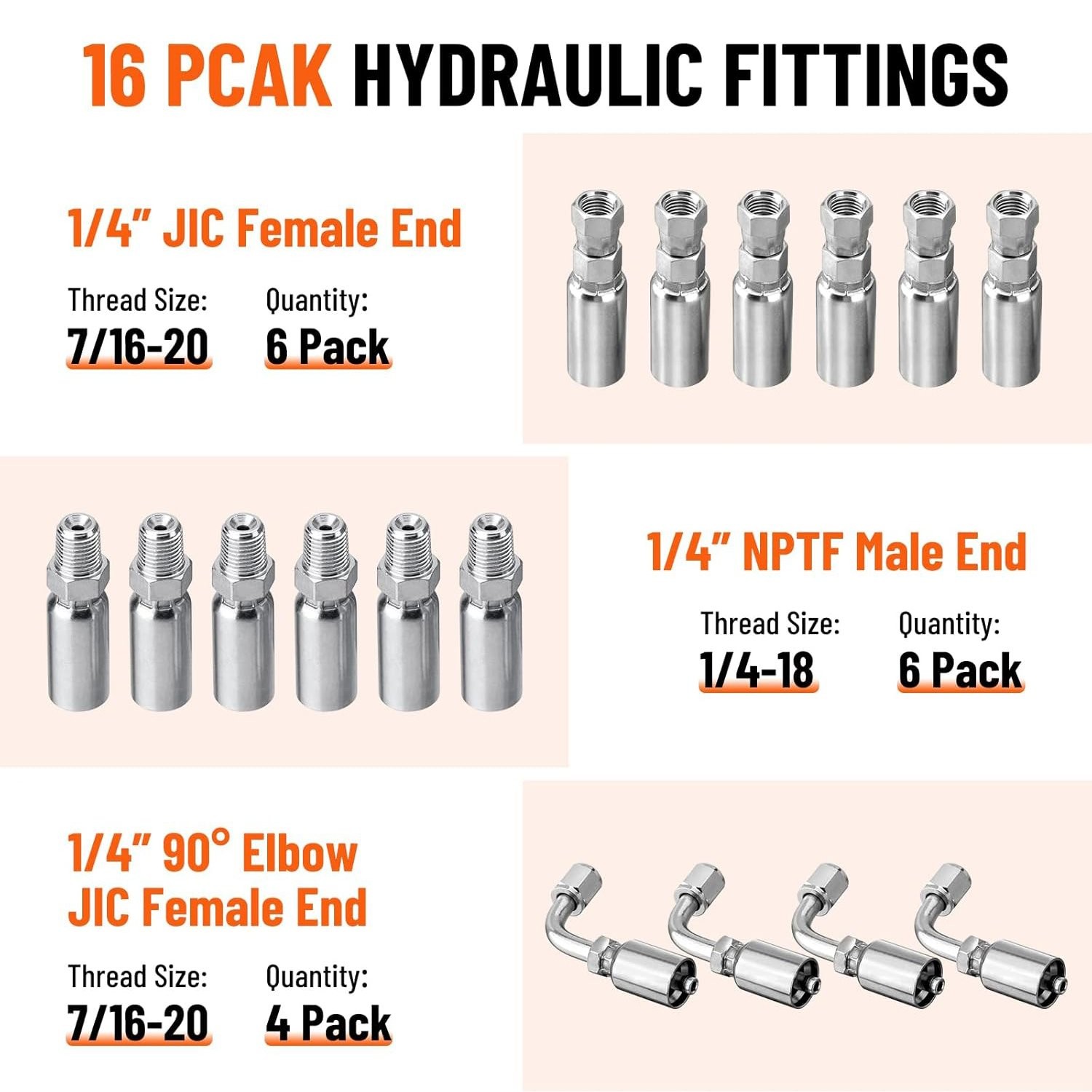 HYDRAULIC HOSE 1/4″ 33′ TWO WIRE HOSE FLEXIBLE 70MPa/ 10150 PSI WITH 16 FITTINGS