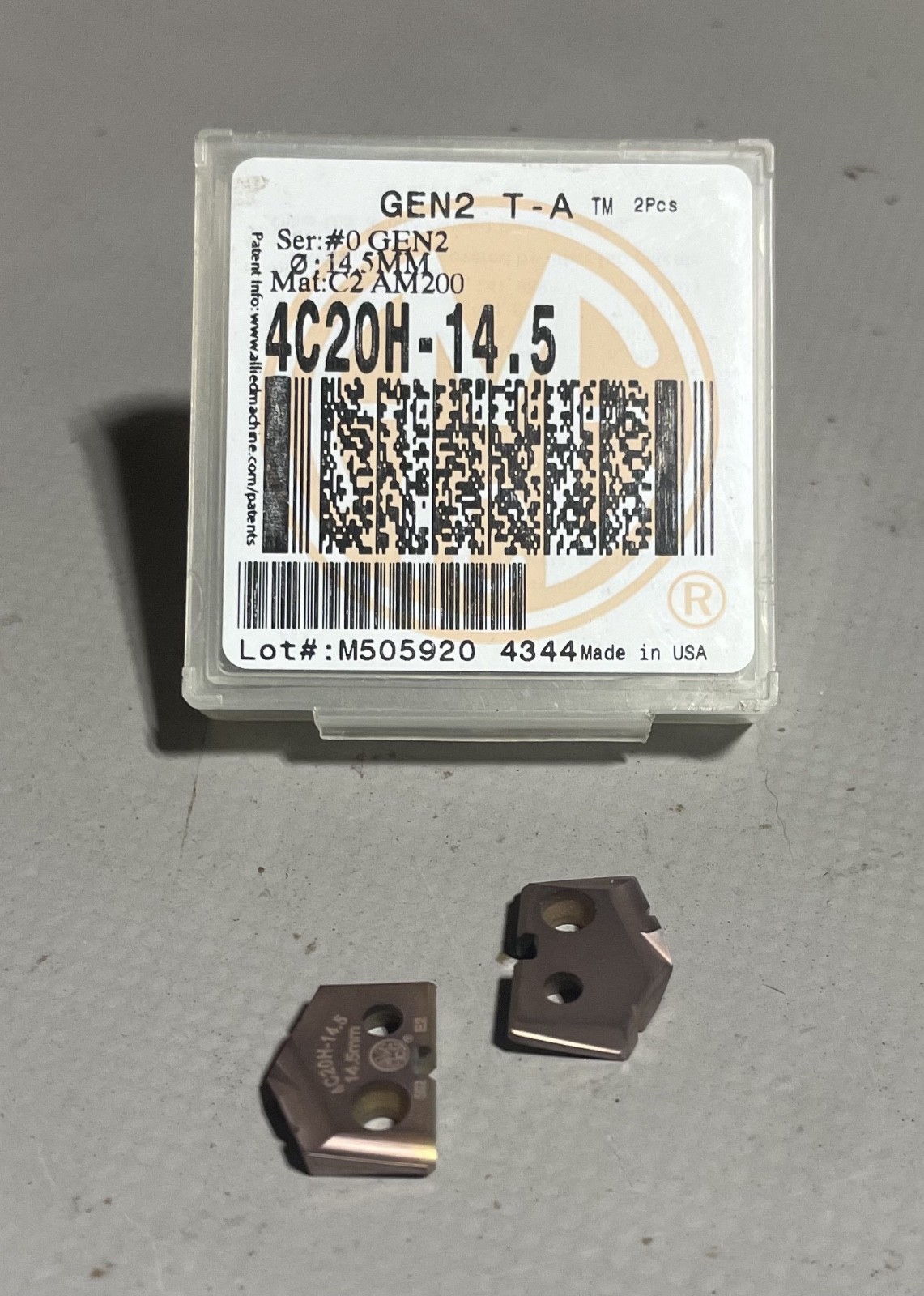 Allied Machine 4C20H-14.5 0 Series Spade Drill Insert 14.50mm dia – Pack of 2