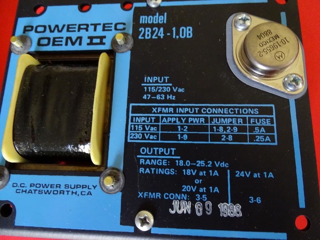 DC Power Supply 18v 24v Output 115v 230v AC Input 2B24-1.0B NOS POWERTEC