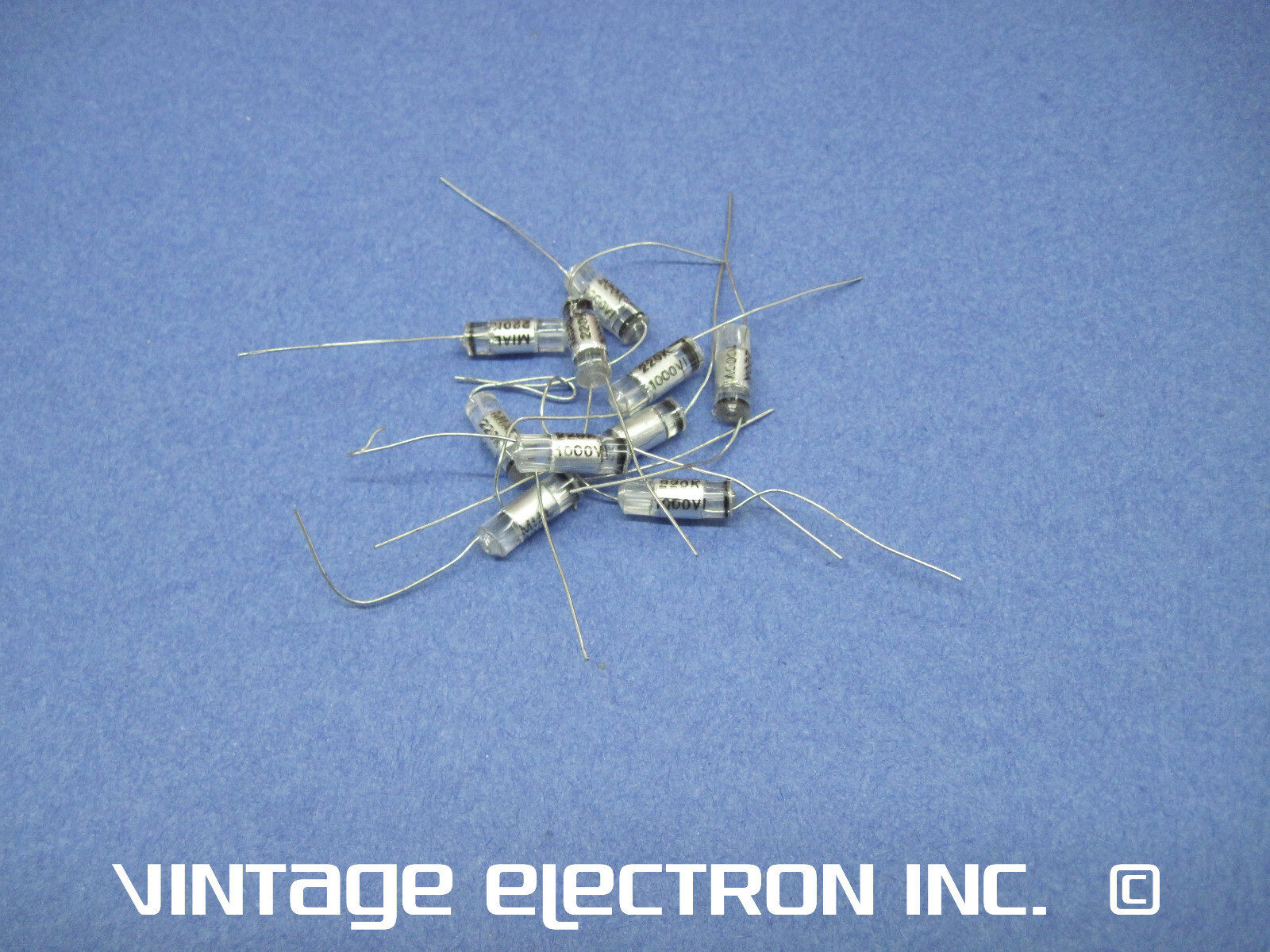 (10) MIAL Axial Lead Polystyrene Capacitors: 220pF 10% 1000V (Italy) FREE SHIP