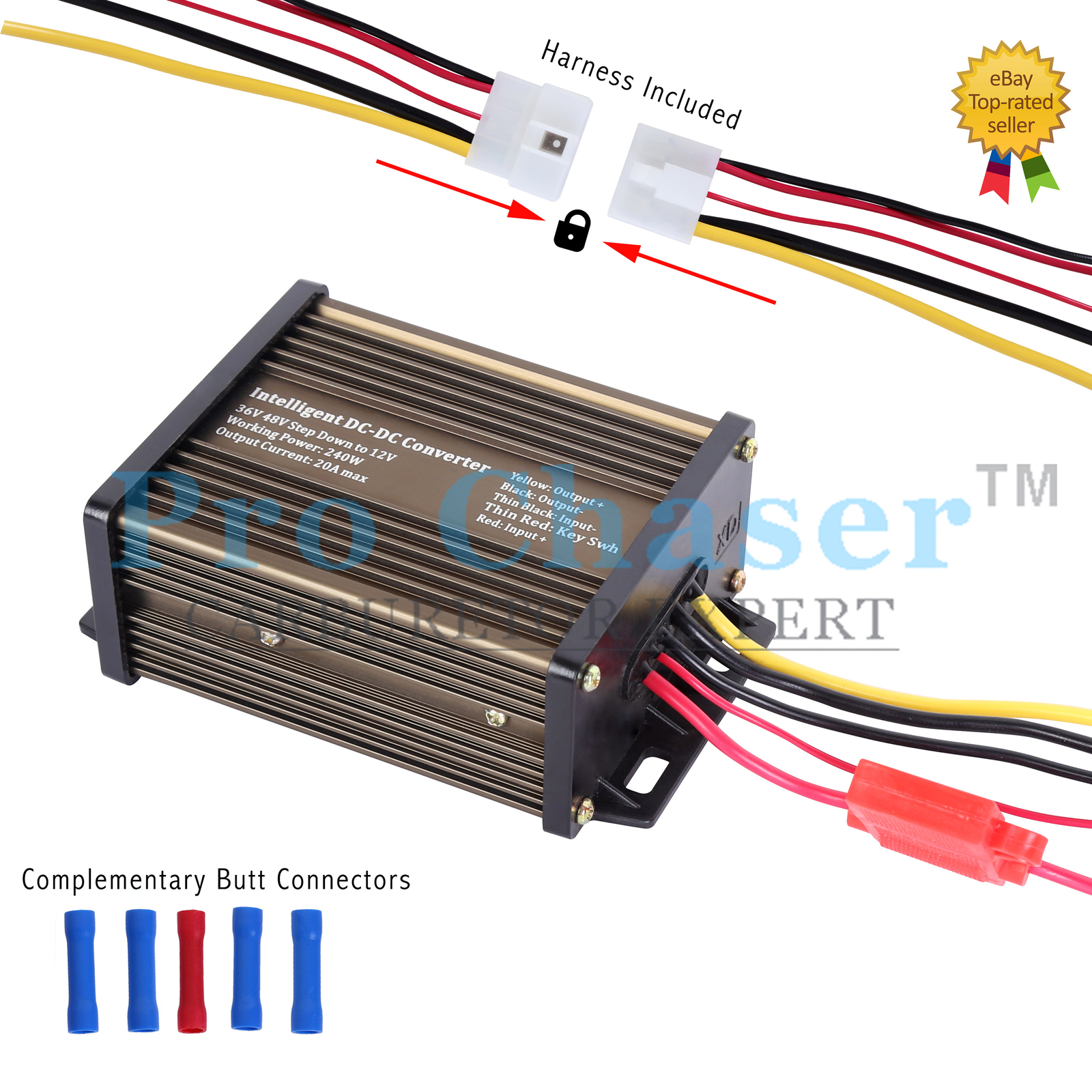 Pro Chaser DC-DC 36V 48V Voltage Converter Regulator Reducer to 12V 240W 20A
