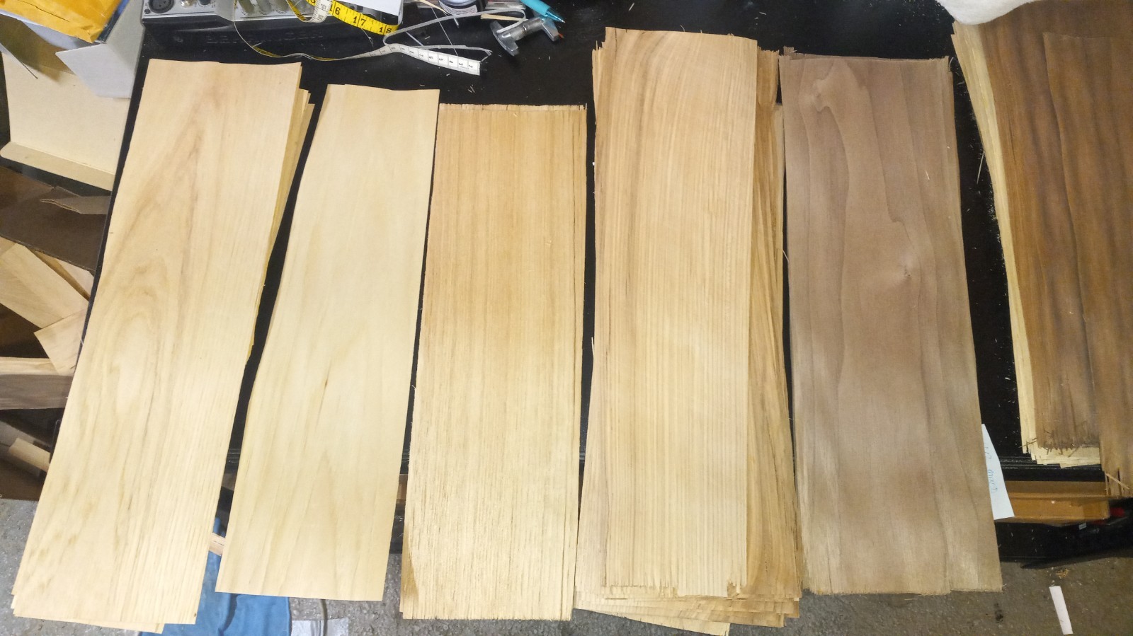 48 Sheets Hardwood VENEER .5MM – 20″ X 6″ Real Wood Mixed Walnut Cedar Oak