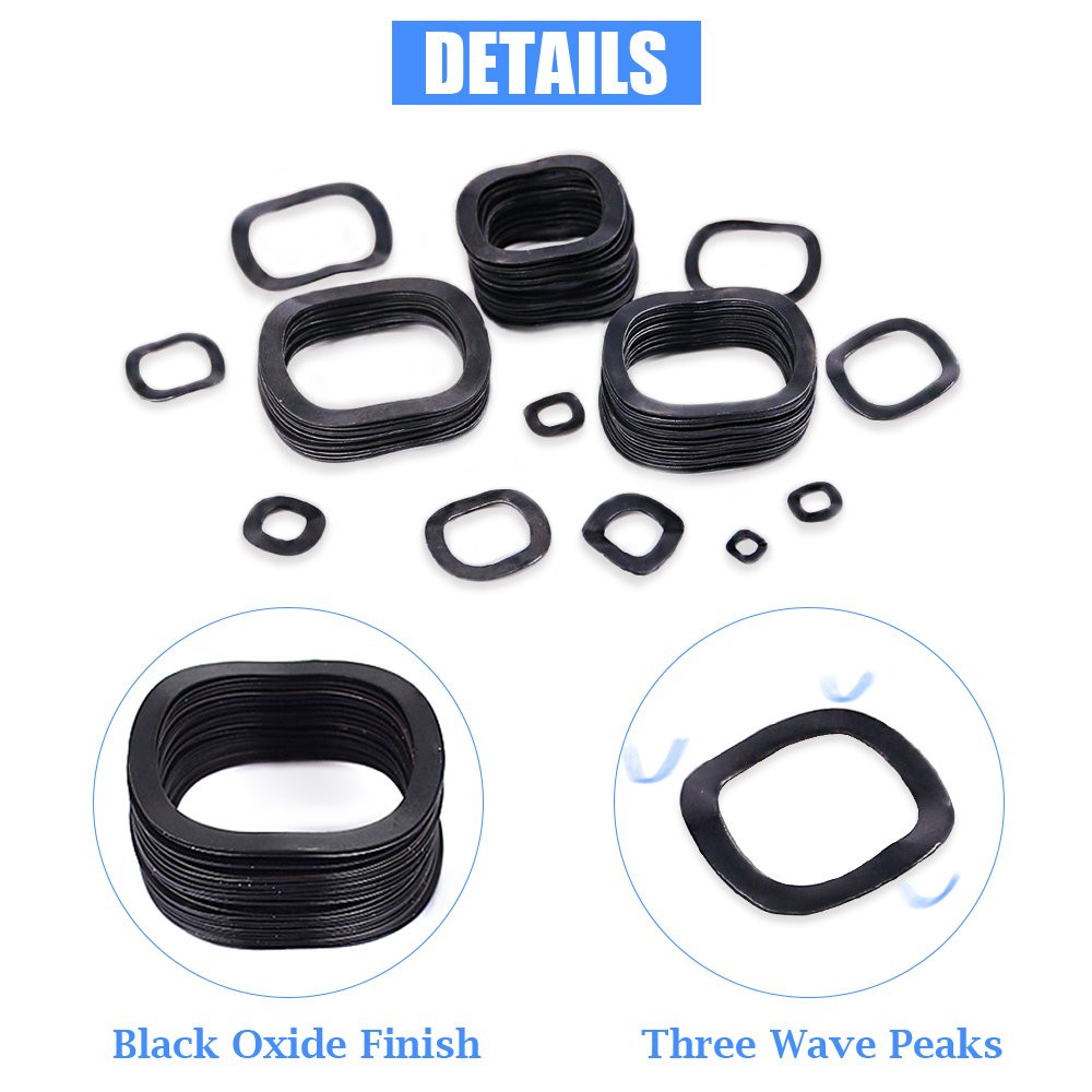 320Pcs Carbon Steel Compression Type Wavy Wave Crinkle Spring Washers Assortment