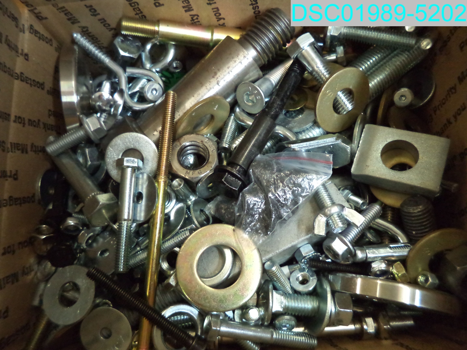 QTY=42 LBS: MIXED LOT OF BOLTS NUTS WASHERS & LOCK WASHERS many types and styles