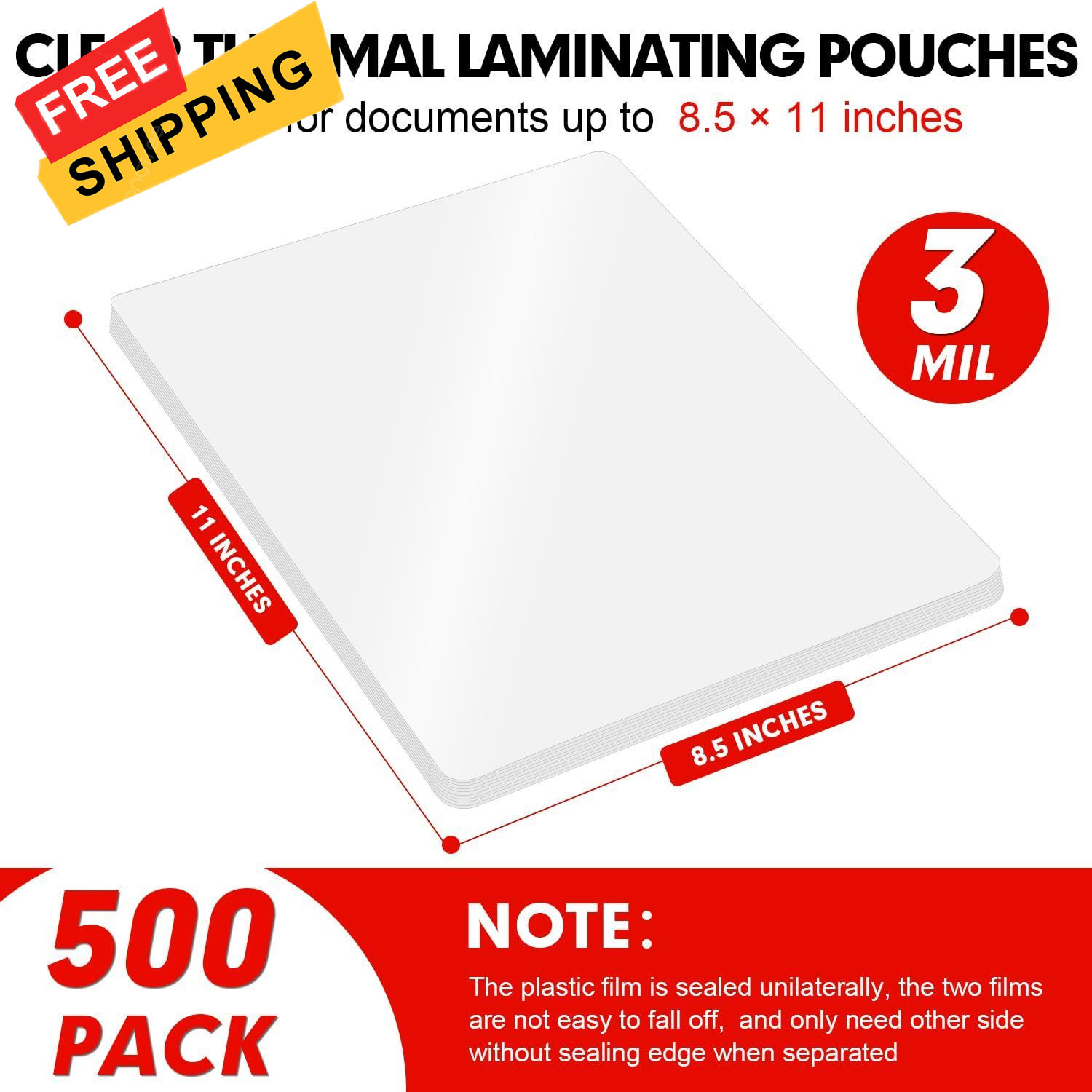 RAZCC Laminating Sheets, 500 Pack Clear Thermal Transparent