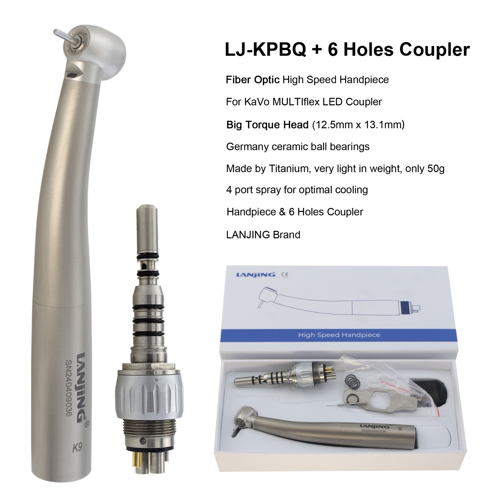 Dental High Speed Fiber Optic Turbine Handpiece KaVo MULTIflex Coupler 4 6 Hole