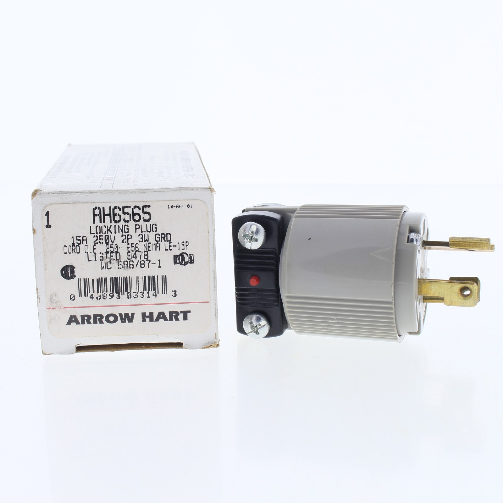 Arrow Hart L6-15 Locking Plug Hart Lock NEMA L6-15P 15A 250V AH6565